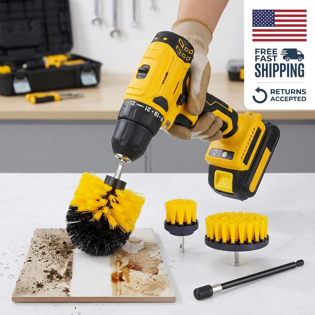 Electric Drill Scrubber Brush Kit Power Cleaning Brush Set for Car Carpet Glass