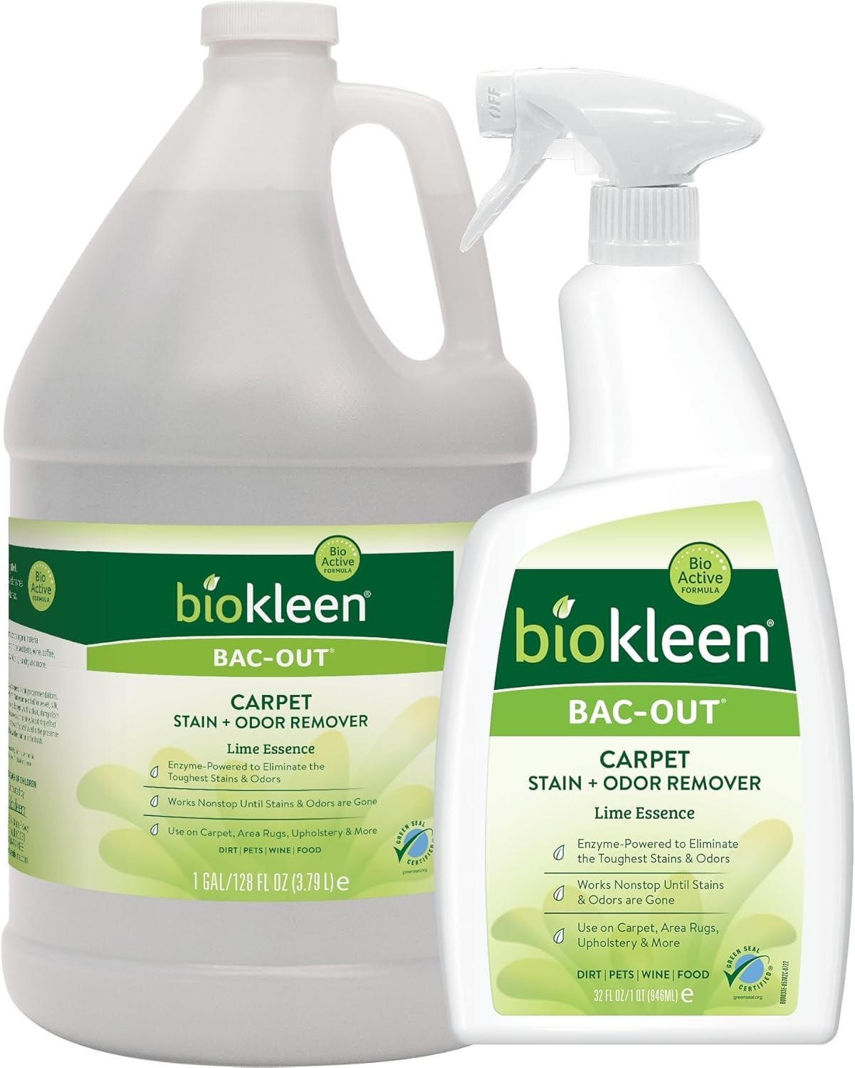 Bac-Out Stain Remover for Carpet, Clothes – 32 Ounce and Gallon Refill – Enzy…