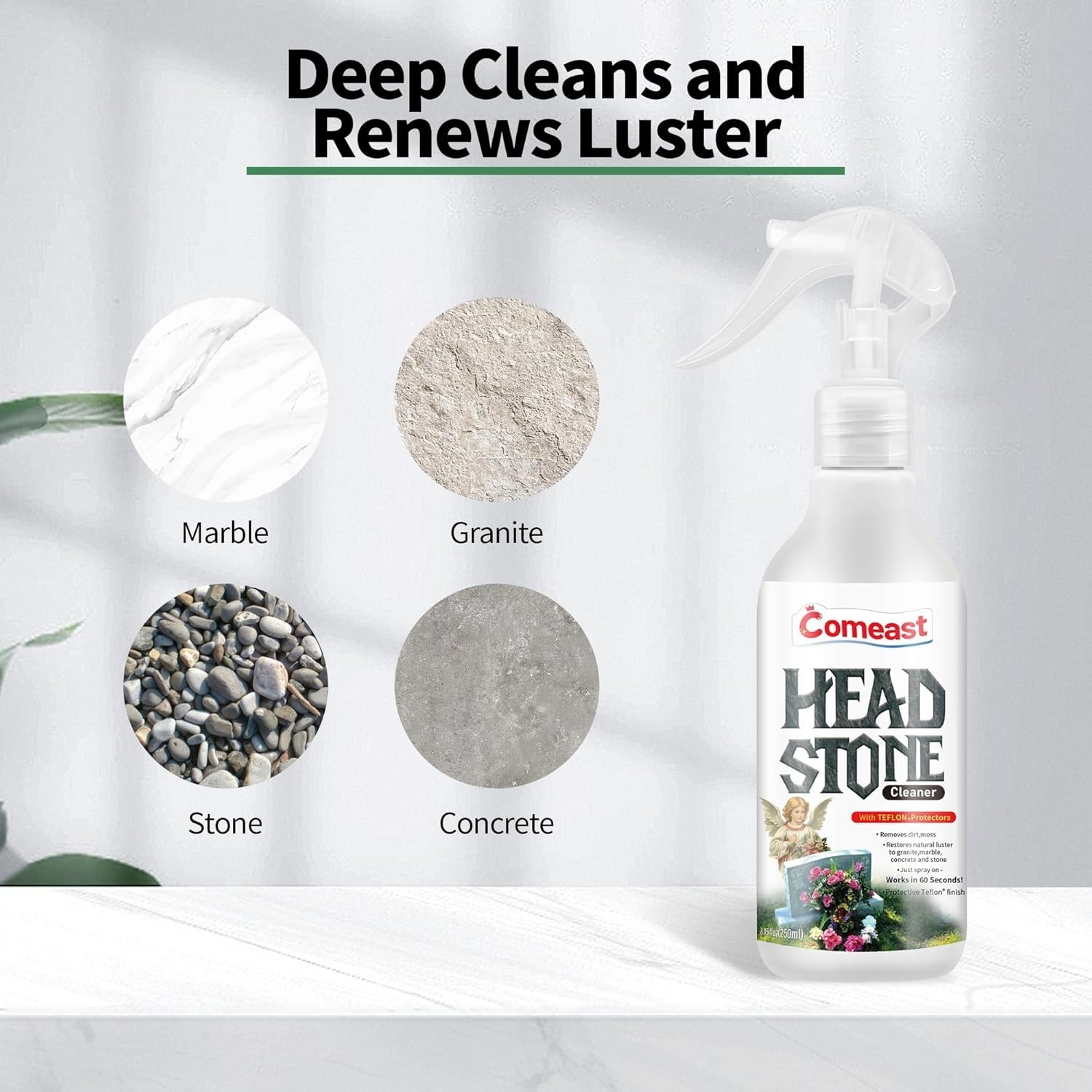 8.45 Fl oz Non-Abrasive Headstone Cleaner – Preserve Gravestone Beauty & Legacy