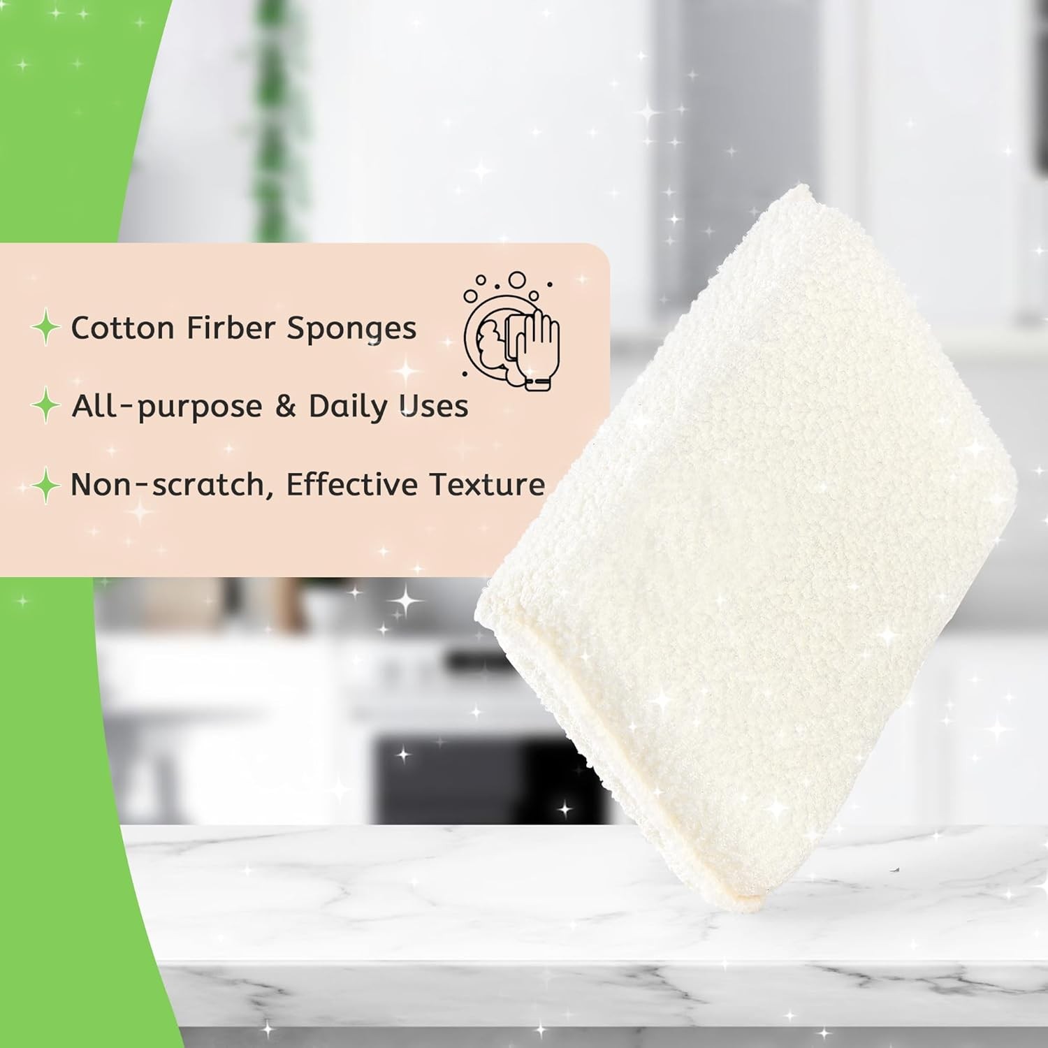 Practical Matter Kitchen Sponge, Organic Cotton Fiber All-Purpose Dish Sponges