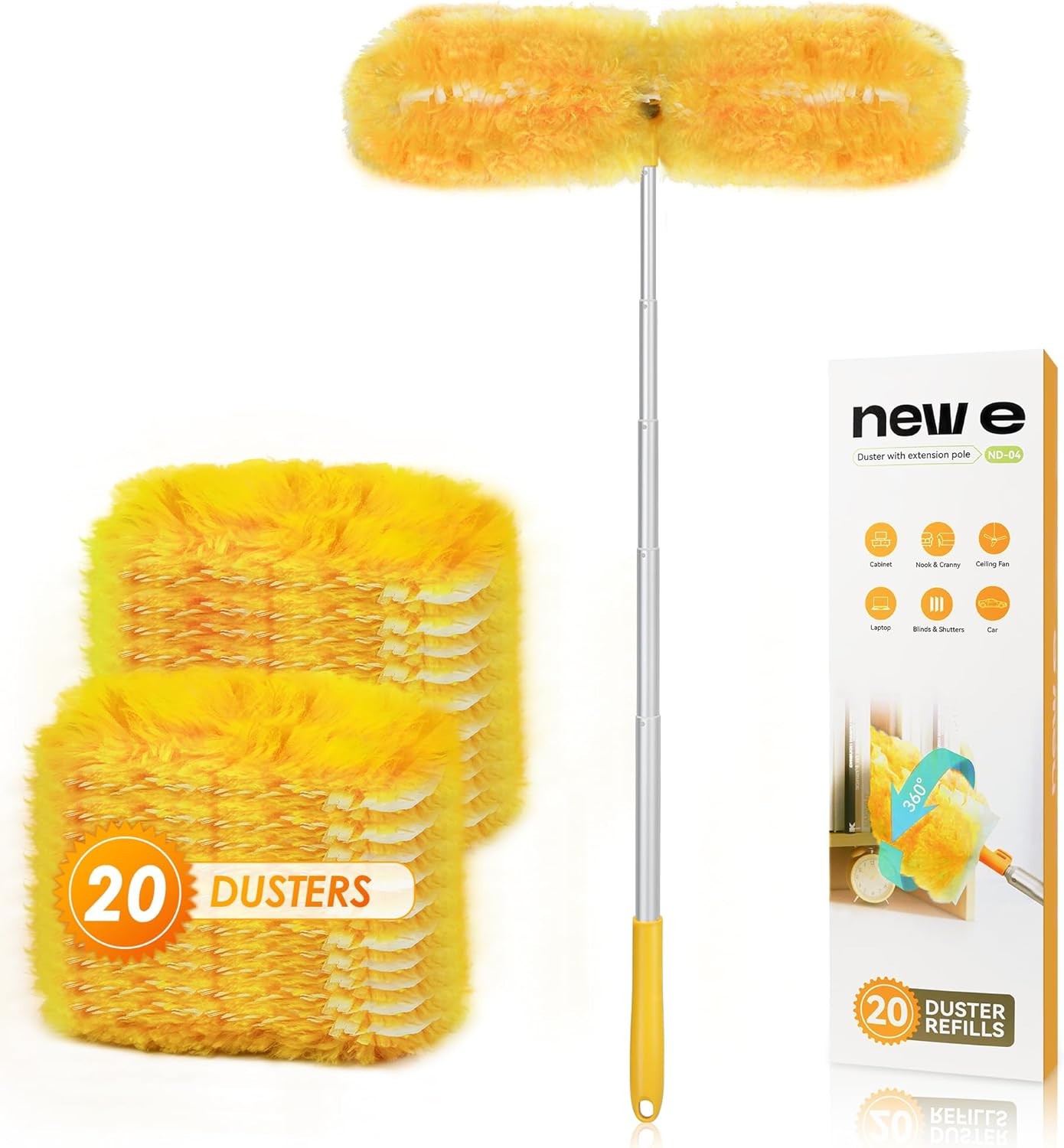 Dusters for Cleaning with 20 Refills for Flash Extendable Handle Heavy Duty