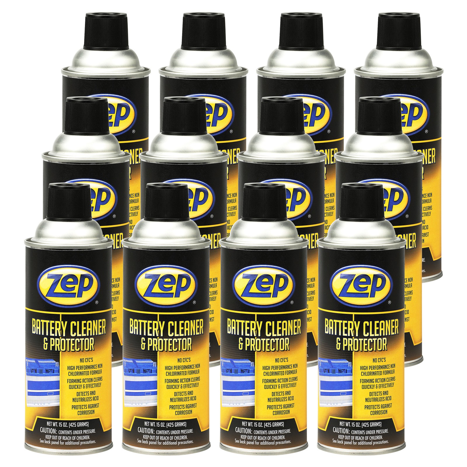 Zep Battery Cleaner and Protector – 15 oz (Case of 12) – 1047944 – Foaming