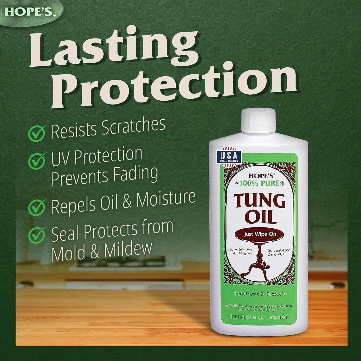 100% Pure Tung Oil, Food Safe, Waterproof Natural Wood Finish and Sealer for…