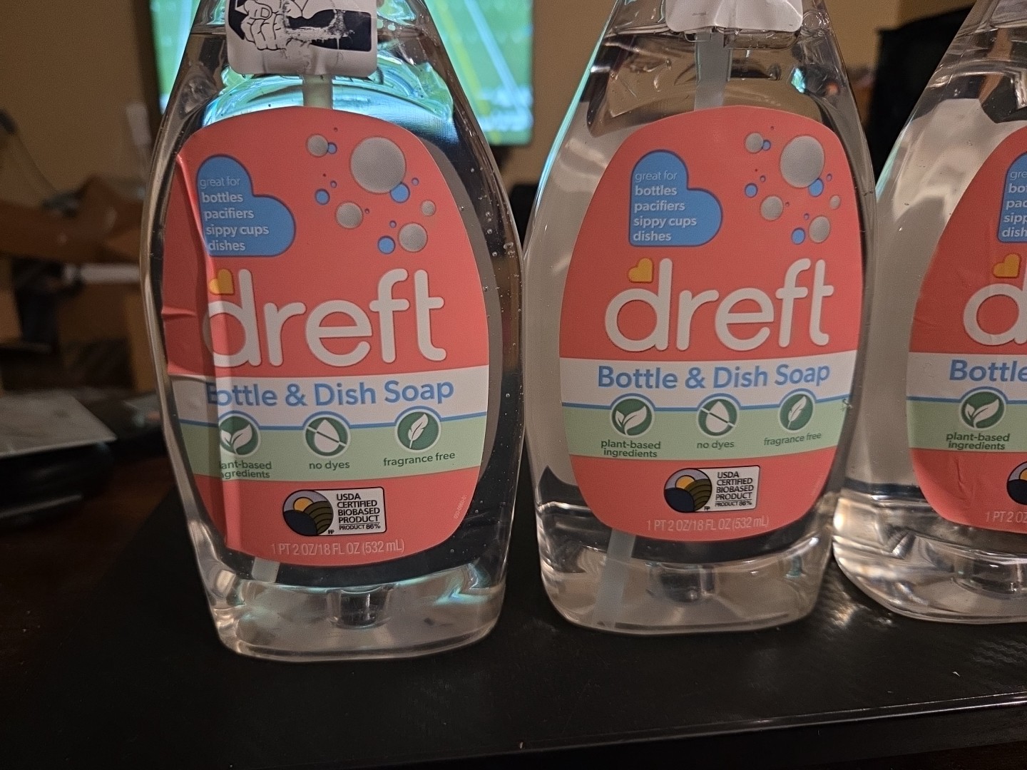 SEALED – (3) Dreft Baby Bottle Dish Soap Fragrance Free Formula – 18 oz. Each
