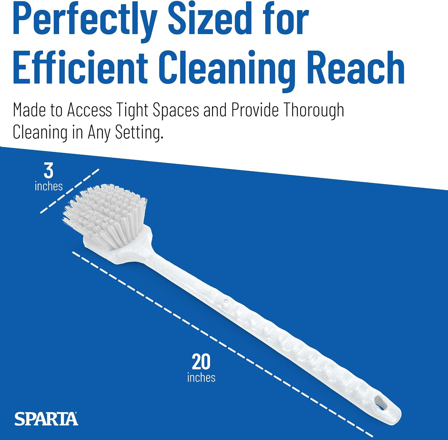 40501EC02 Plastic Large Scrub Brush, Kitchen Brush, Utility Brush with Long Hand