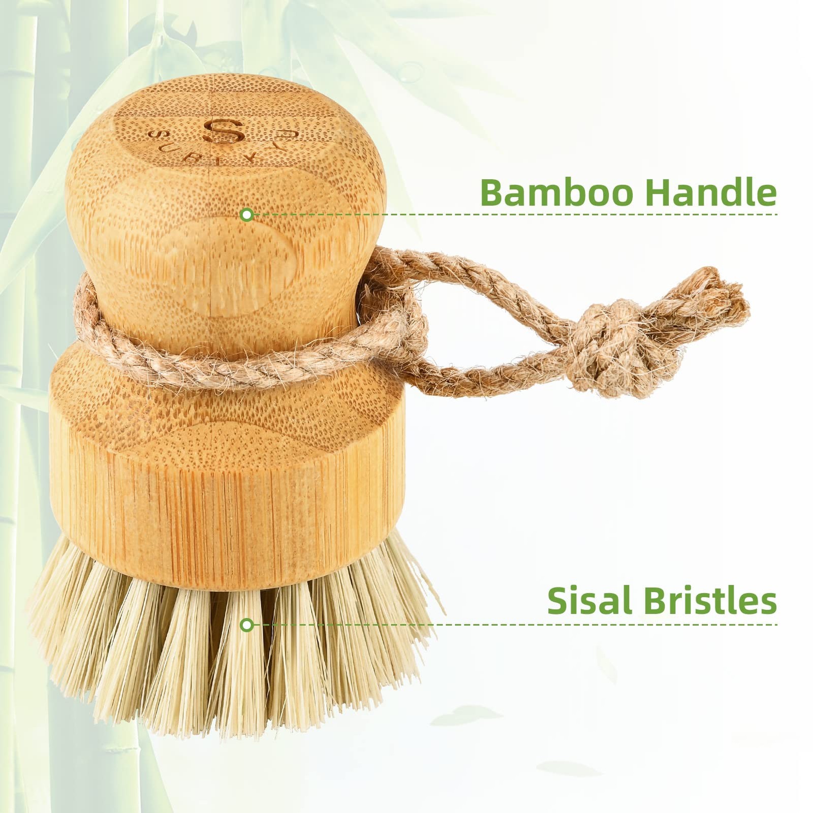 Bamboo Dish Scrub Brushes For Kitchen Wooden Cleaning Scrubbers Set For Washing