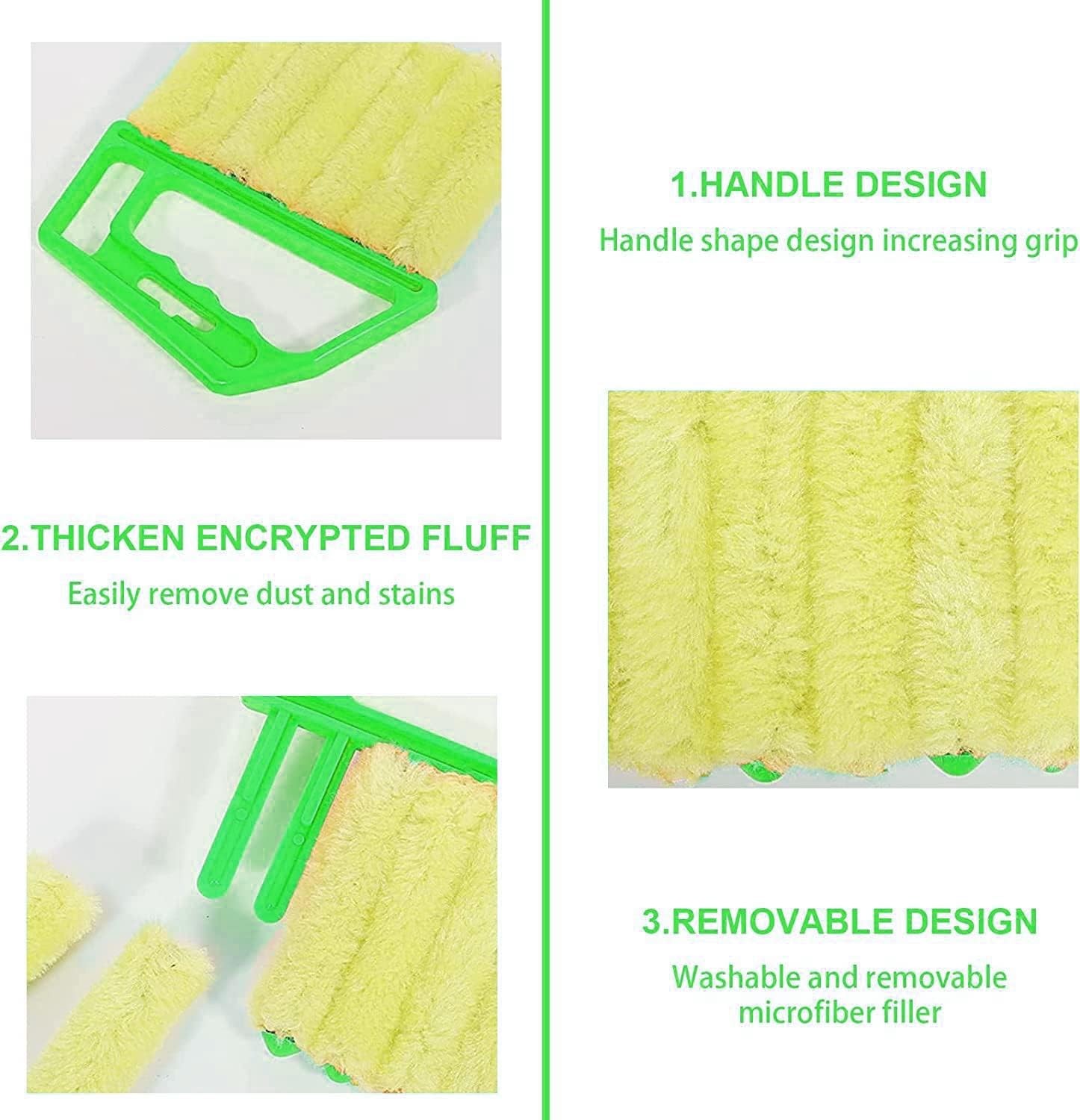 2 Pcs Washable Window Blind Cleaner – Hand-Held Mini Duster Color: Blue、green