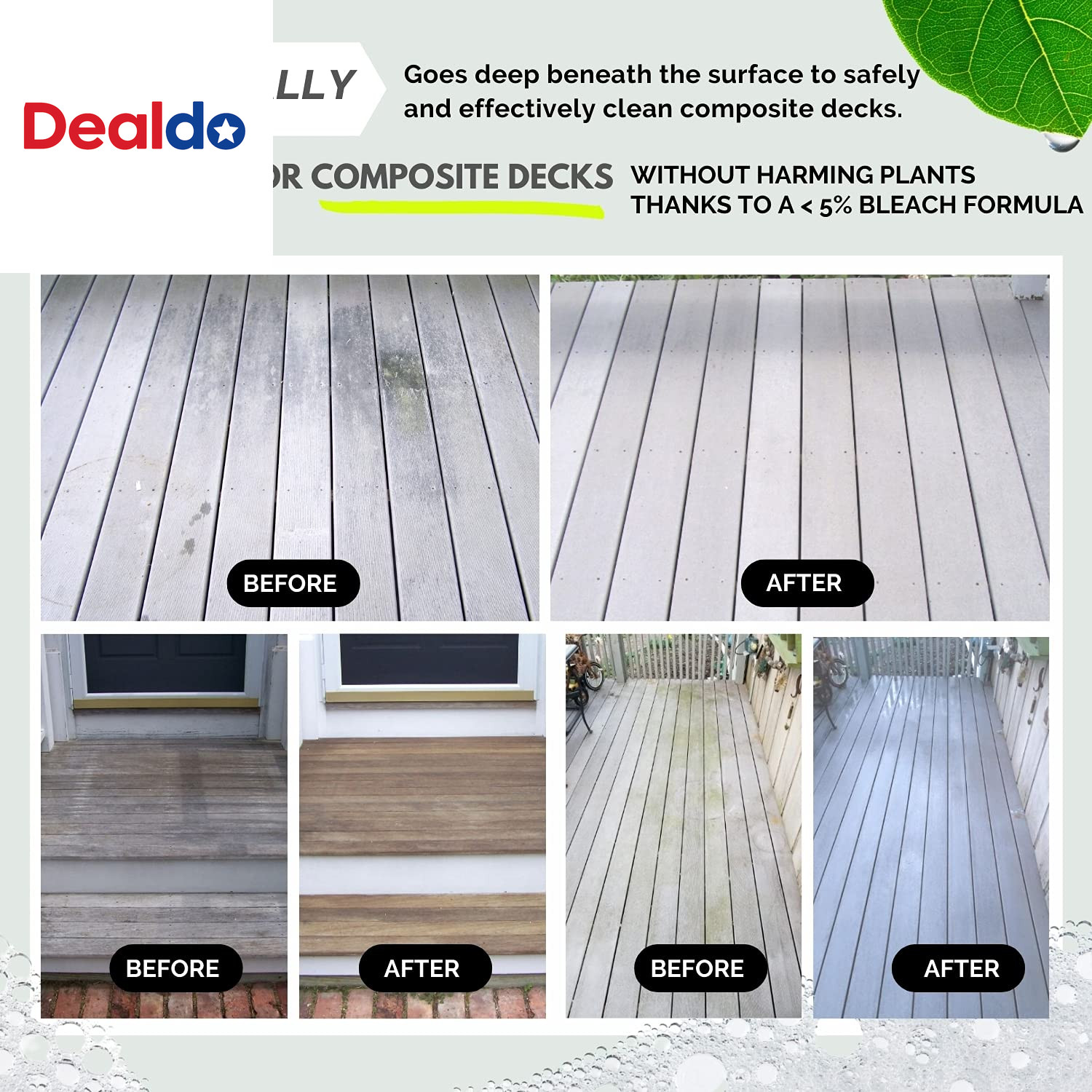 Wash Safe™ SPRAY & CLEAN Commercial-Strength Composite Deck Cleaner | Remove Bla