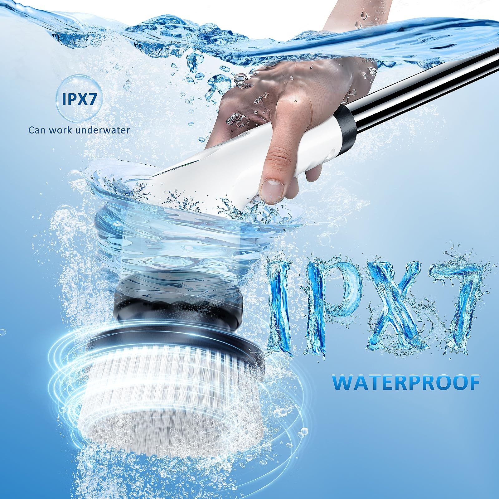 Electric Spin Scrubber Upgraded Battery with Extra-Long Runtime, IPX7 Waterpr…