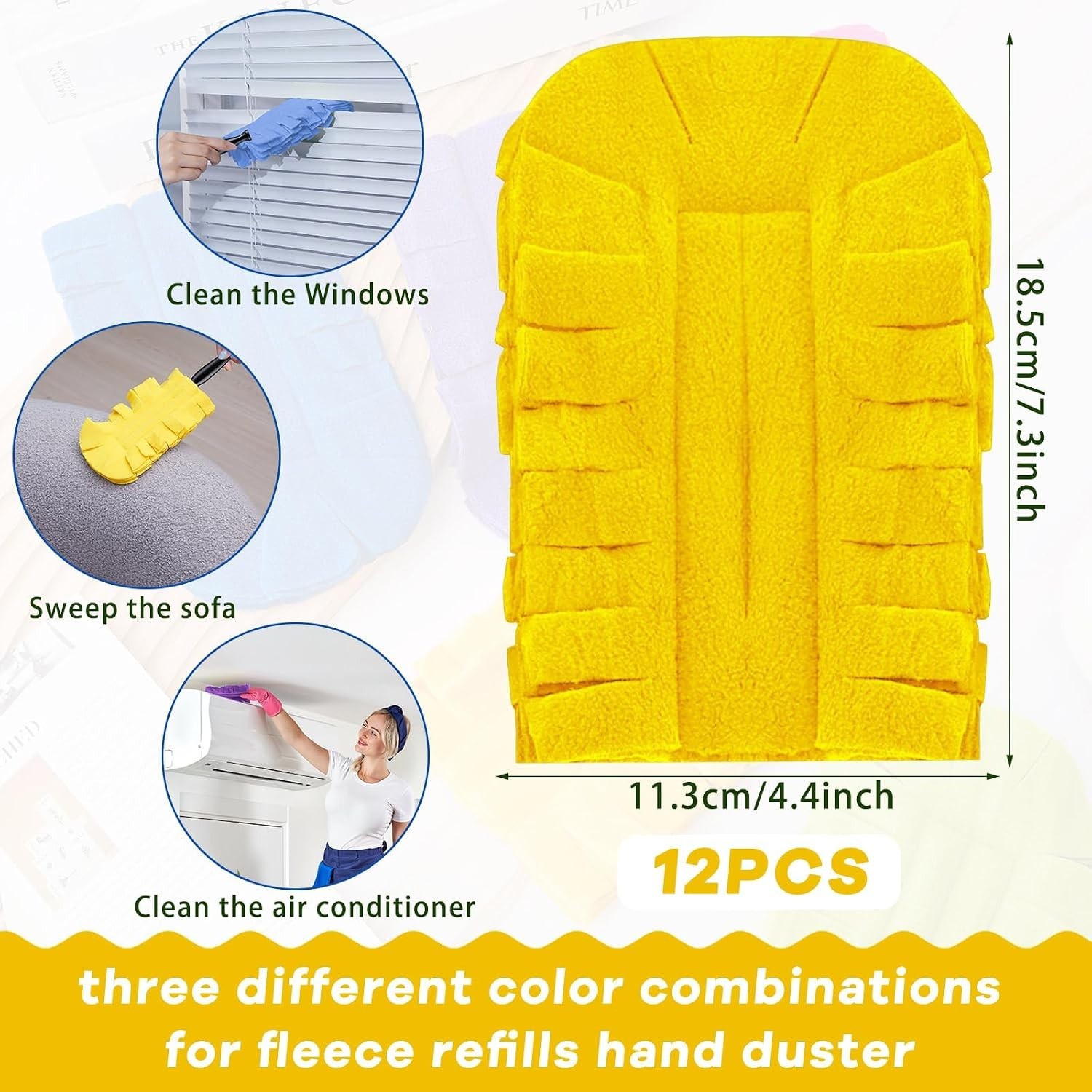 12 Pcs Duster Refill Reusable Fleece Duster Refills Feather Flat Dusters Mult…