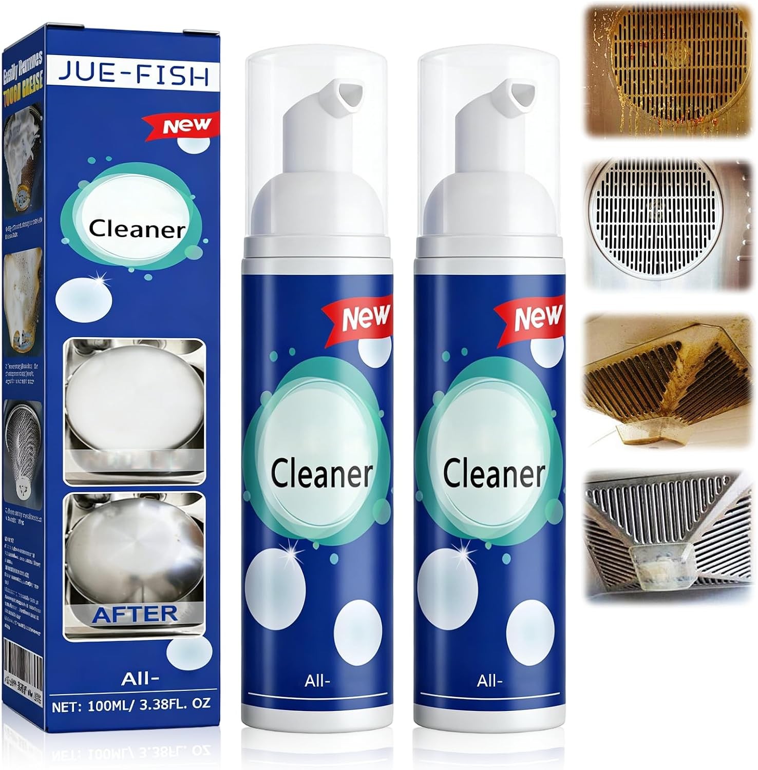 2 Pack Foaming Heavy Oil Stain Remover Rinse Free Kitchen Grease Cleaner Spray