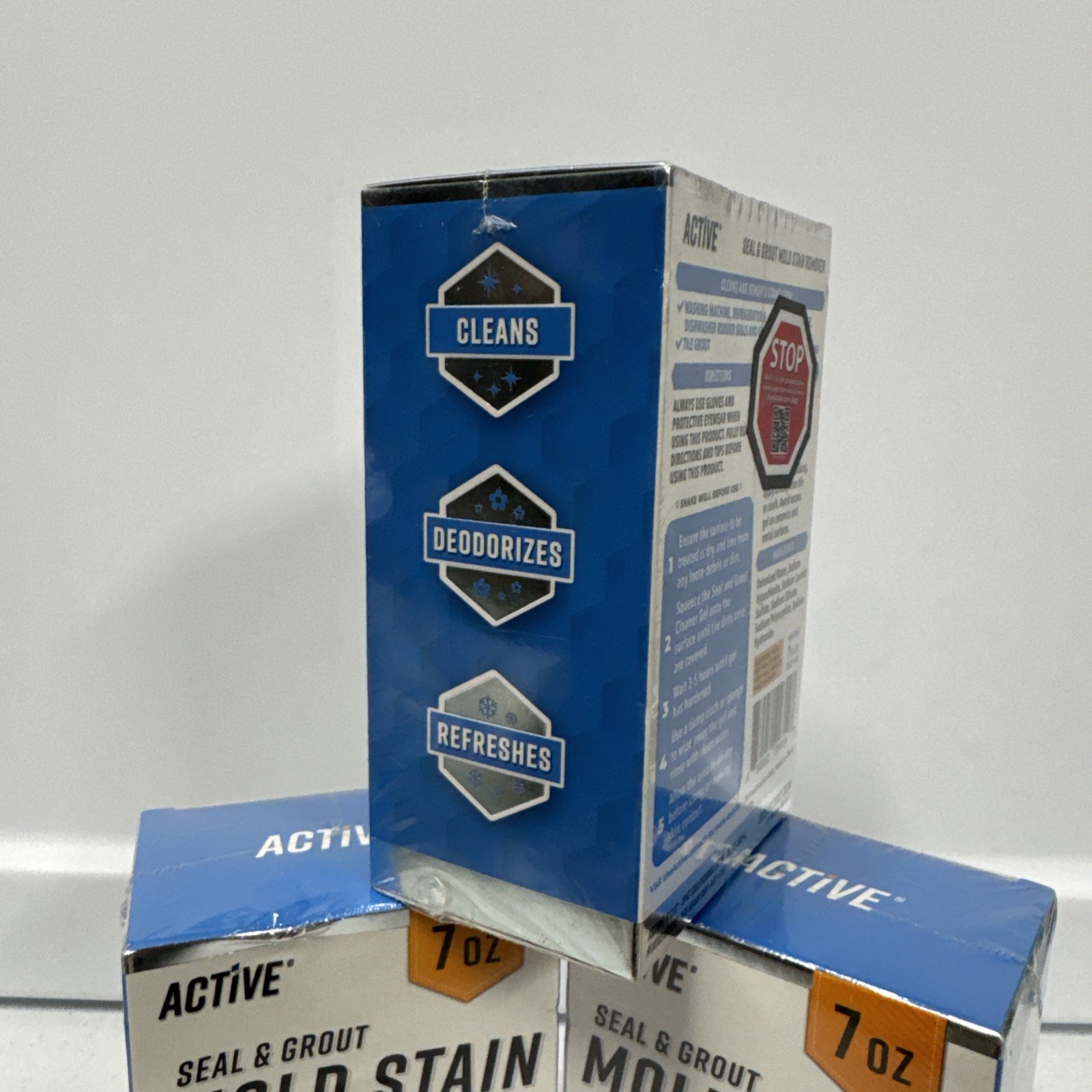 3 PK. Active MOLD STAIN REMOVER Seal & Grout Deep Clean (21 Oz TOTAL) NEW SEALED
