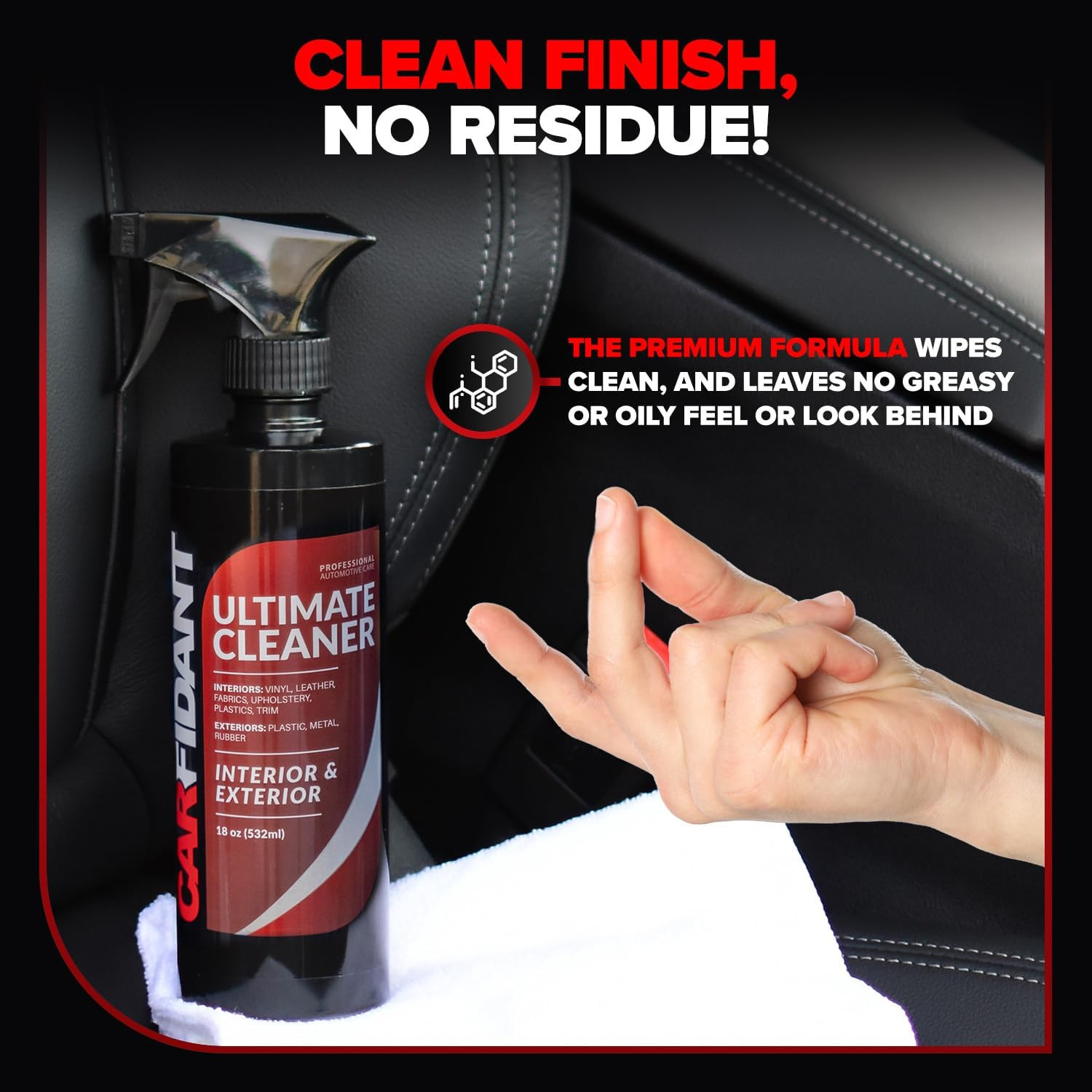 Interior Cleaner – Removes Stains & Deep Cleans Car Seats, Leather, Fabric, Upho