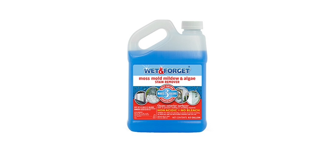 Wet & Forget 800003 Stain Remover, 0.5 gal, Liquid, Slight Almond, Blue