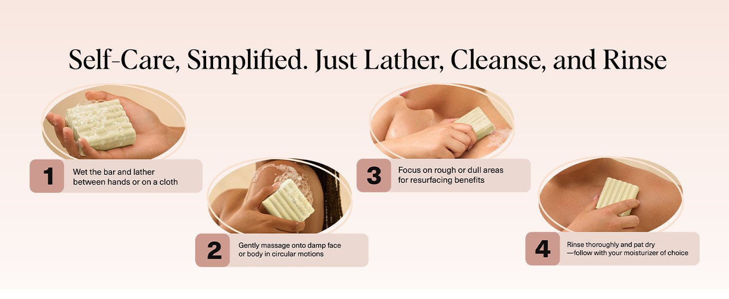 Glycolic Acid Face & Body Wash Bar – Resurfacing Bar Soap with Shea