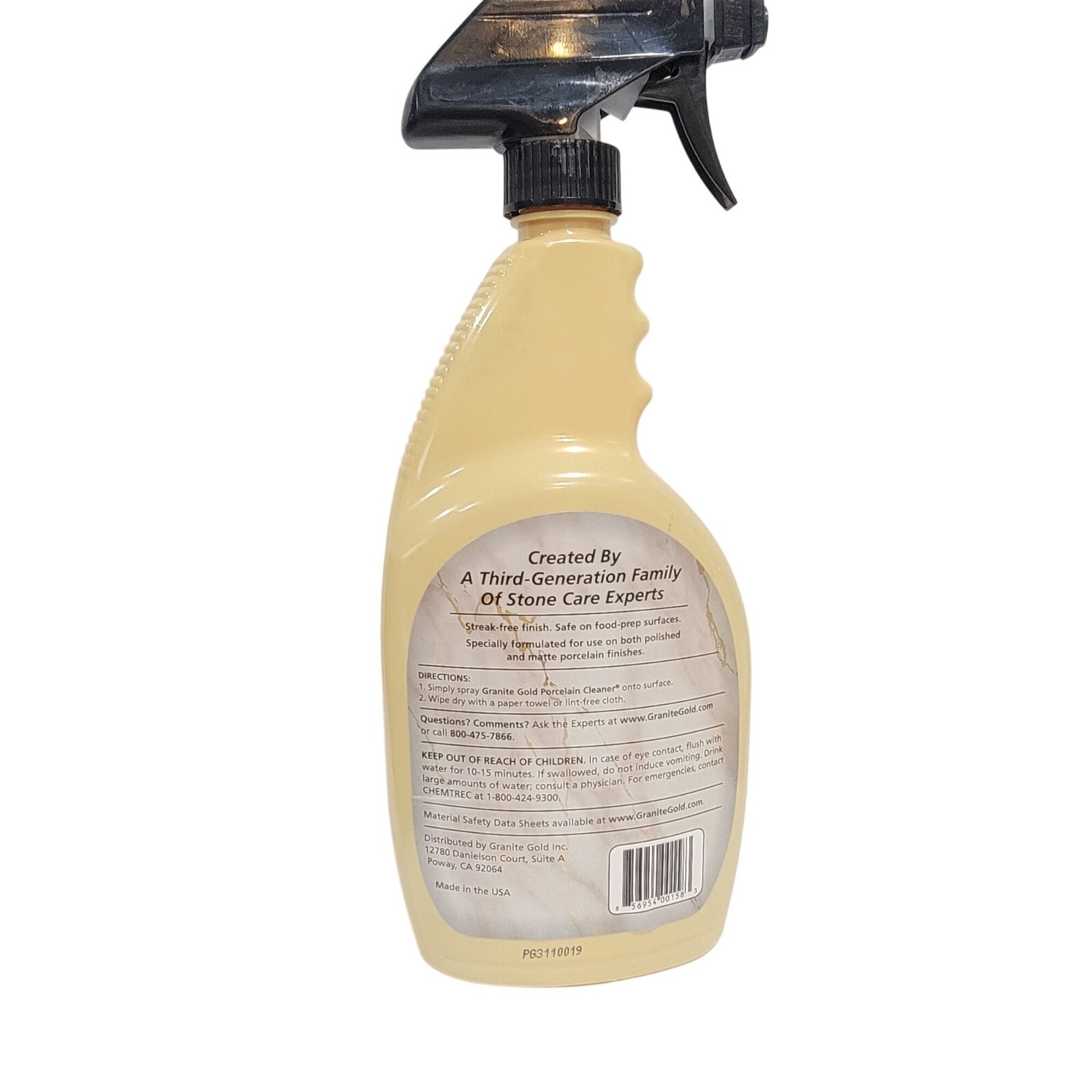 Granite Gold Porcelain Cleaner Spray 24 Oz Streak-Free For Bathroom Kitchen Surf