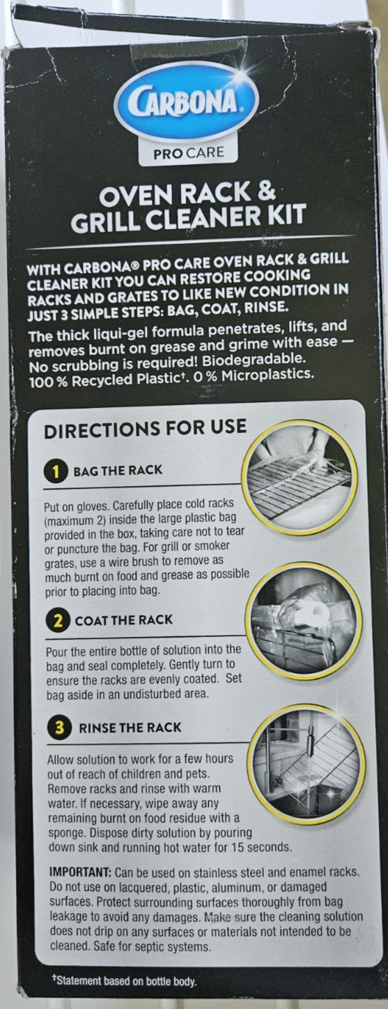 Carbona Pro Care Oven Rack and Grill Cleaner Kit 16.8oz 2-in-1 Easy 3-Step