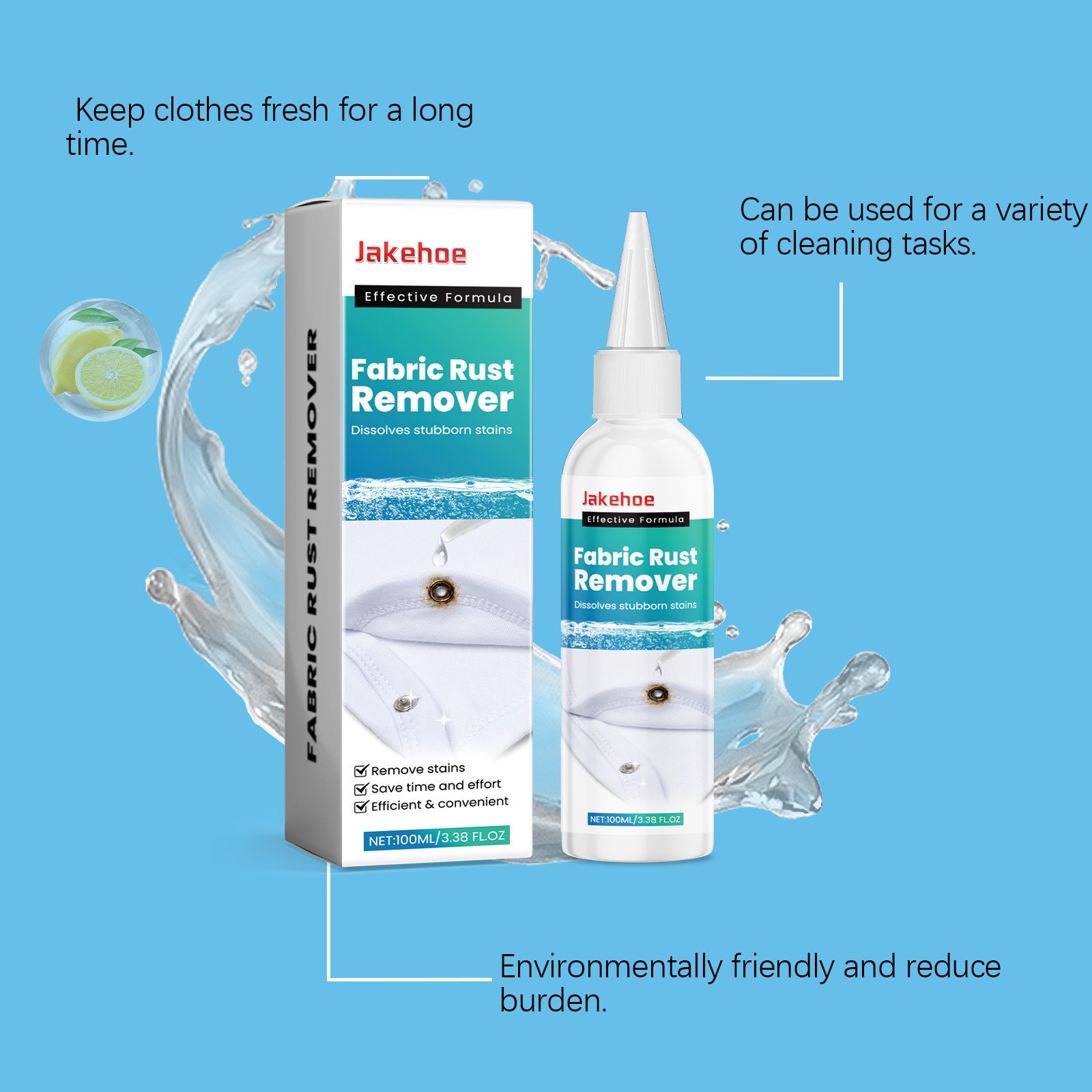 Jakehoe Fabric Rust Remover, Clothing Cleaning And Rust Removal, Oil Stain, Wate