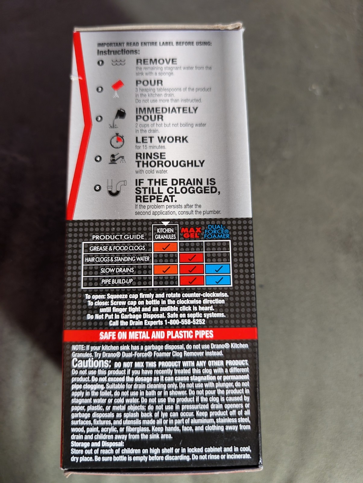 Drano Kitchen Granules Clog Remover, Destroy Tough Clogs, 8.8 Oz