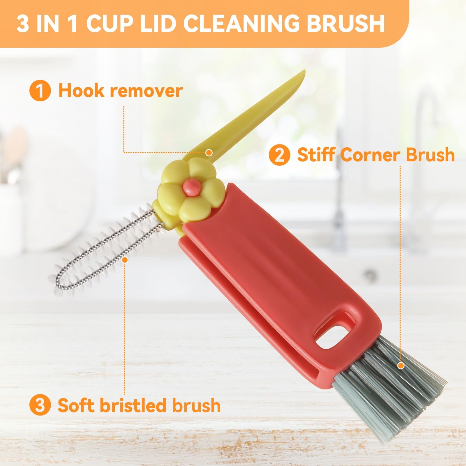 3 in 1 Cup Lid Gap Cleaning Brush Set, Multifunctional Bottle Cleaning Brush,…