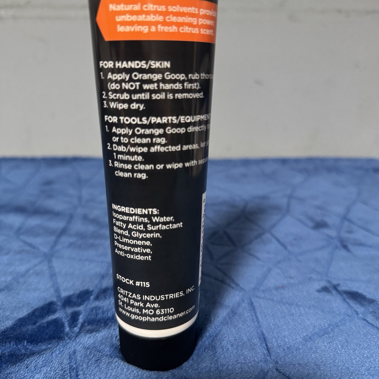 GOOP Orange Heavy Duty Waterless Hand Cleaner and Stain Remover – 5 Oz. Tube