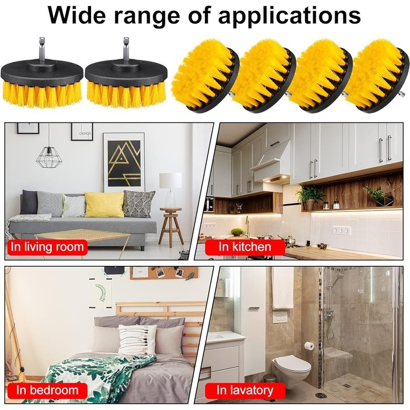 Drill Brush Attachment Kit Cleaning Bathtub Sink Tile Grout Shower Auto New
