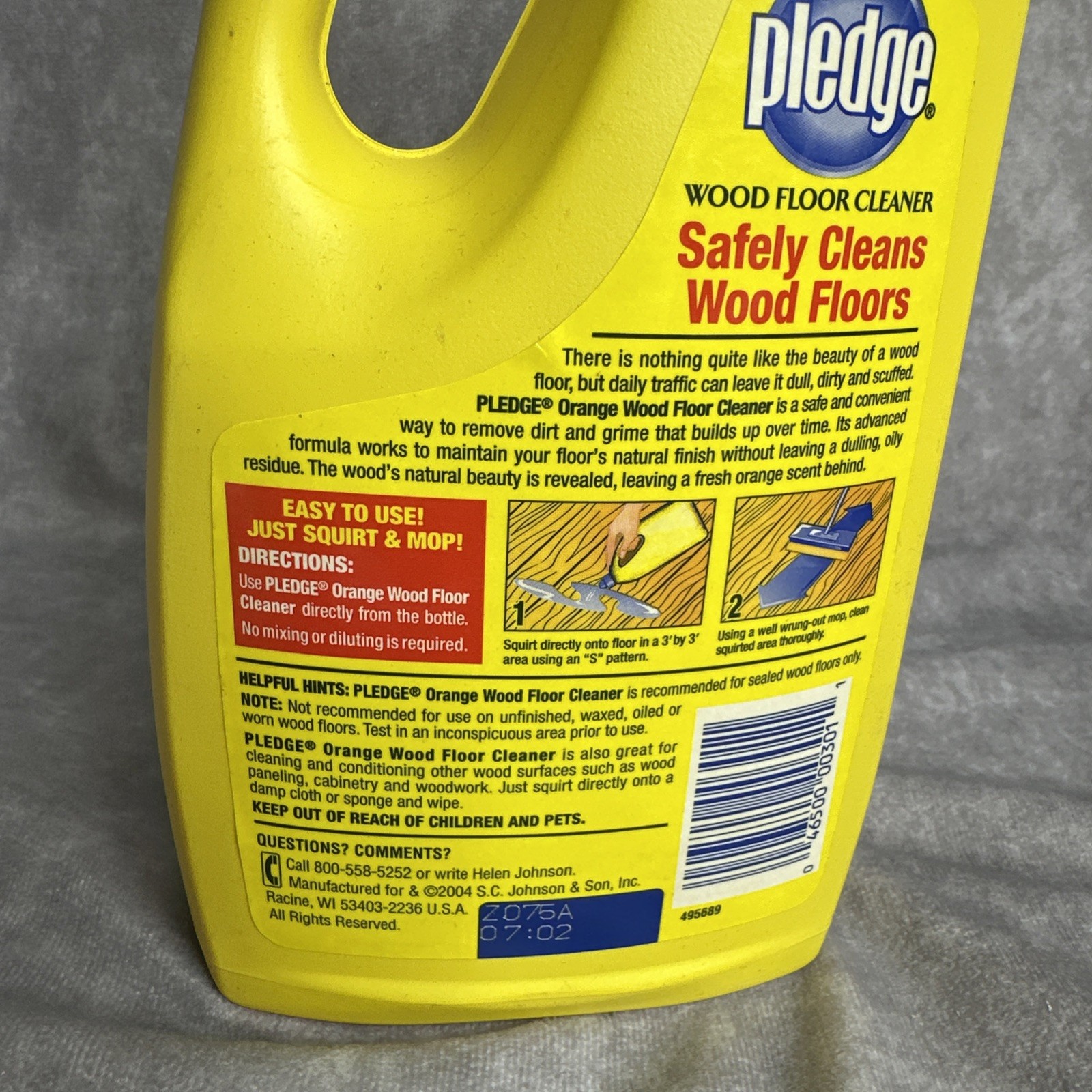 SC Johnson PLEDGE Orange Scent Wood Floor Cleaner No Dulling Oily Residue 32oz