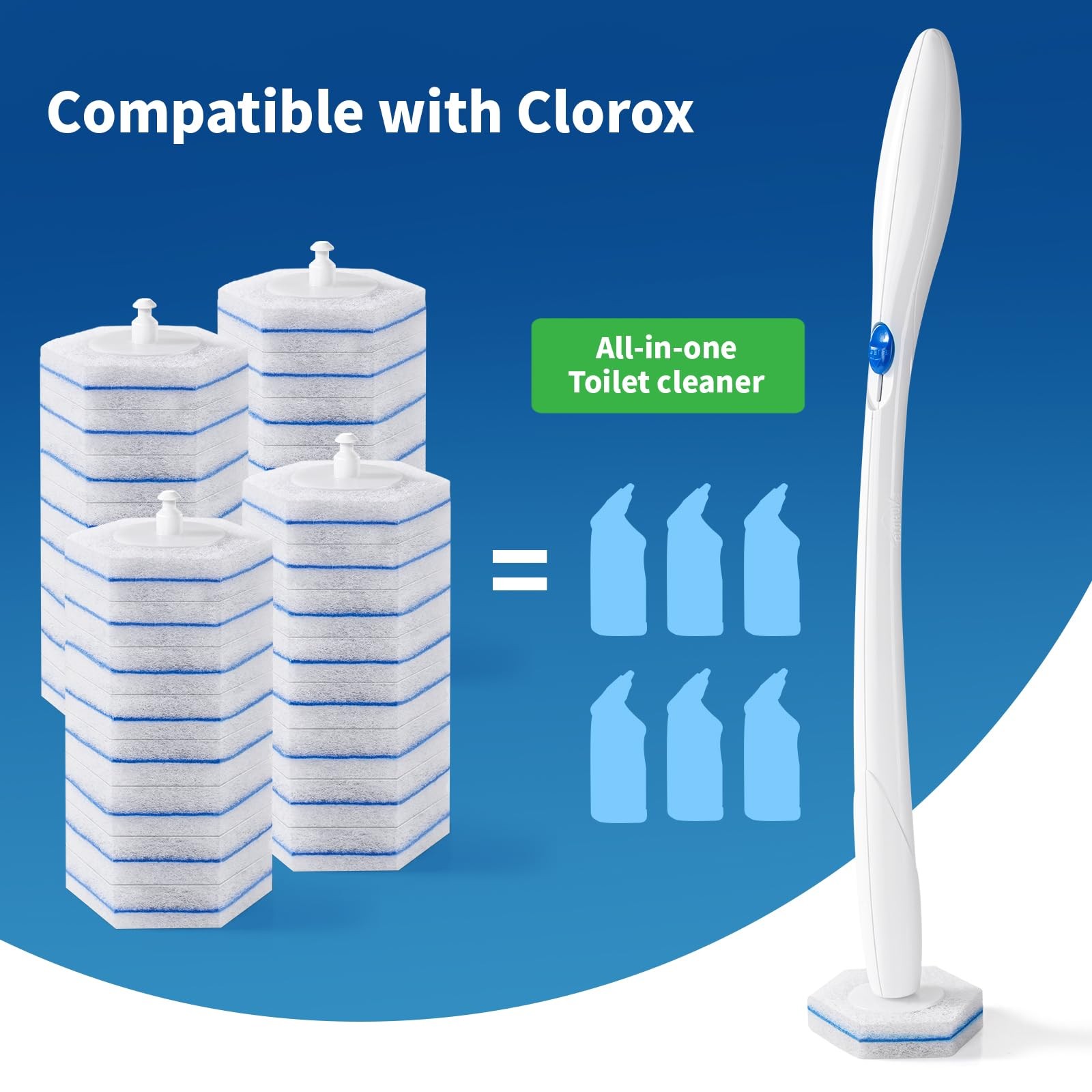 Compatible with Clorox Toilet Wand – Disposable Toilet Brush Head Refills (20 Co
