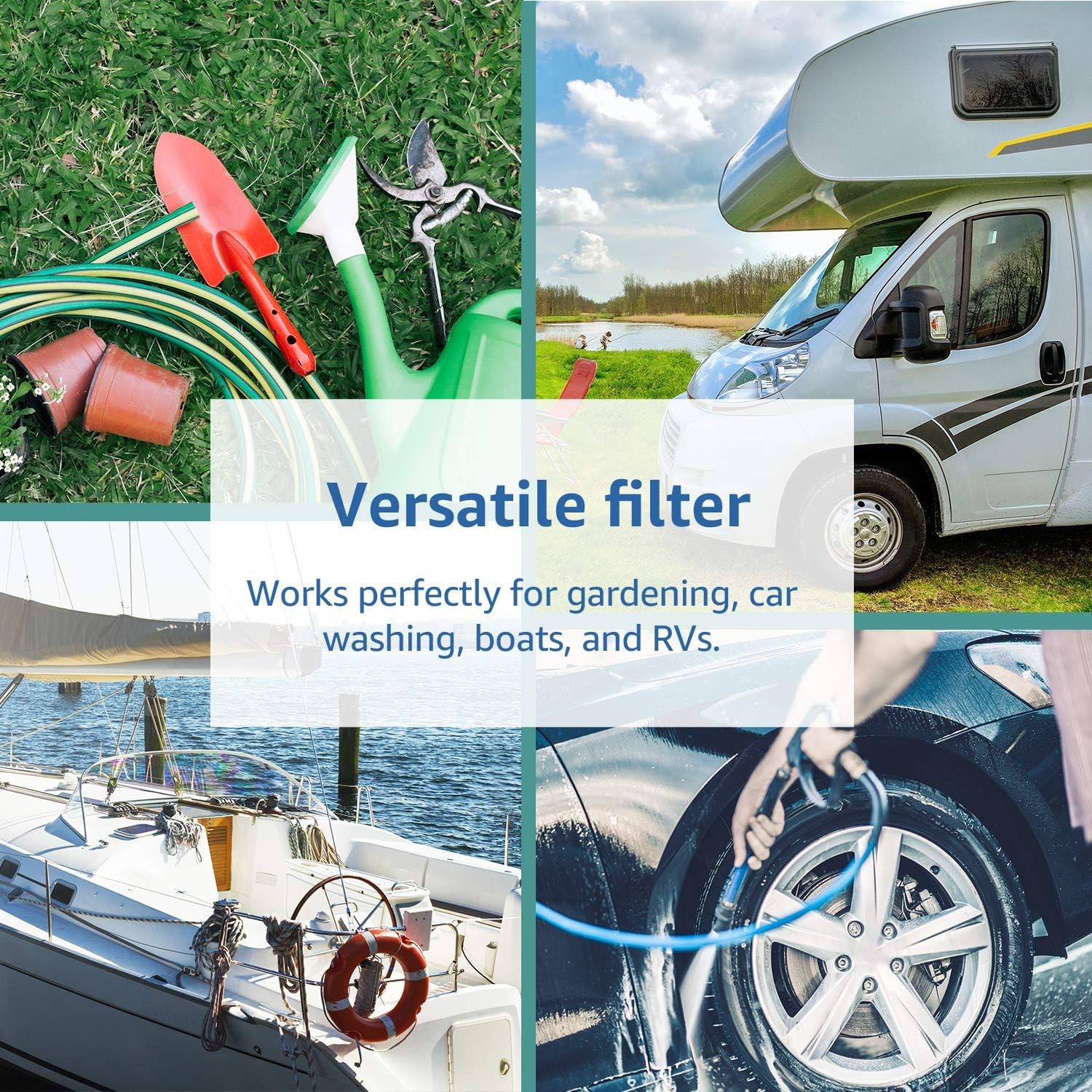 Inline Water Filter for Boats, RVs, NSF Certified, Campers, Gardening, Planting,