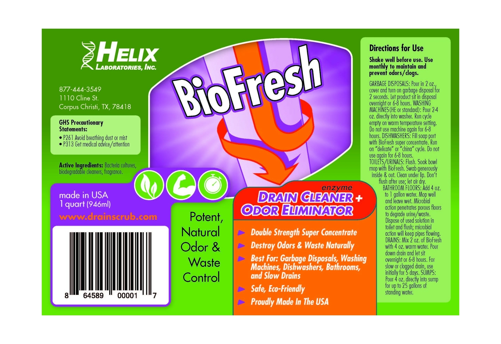 BioFresh – Enzyme Drain Cleaner & Odor Eliminator. Deodorizes and Unclogs Sme…