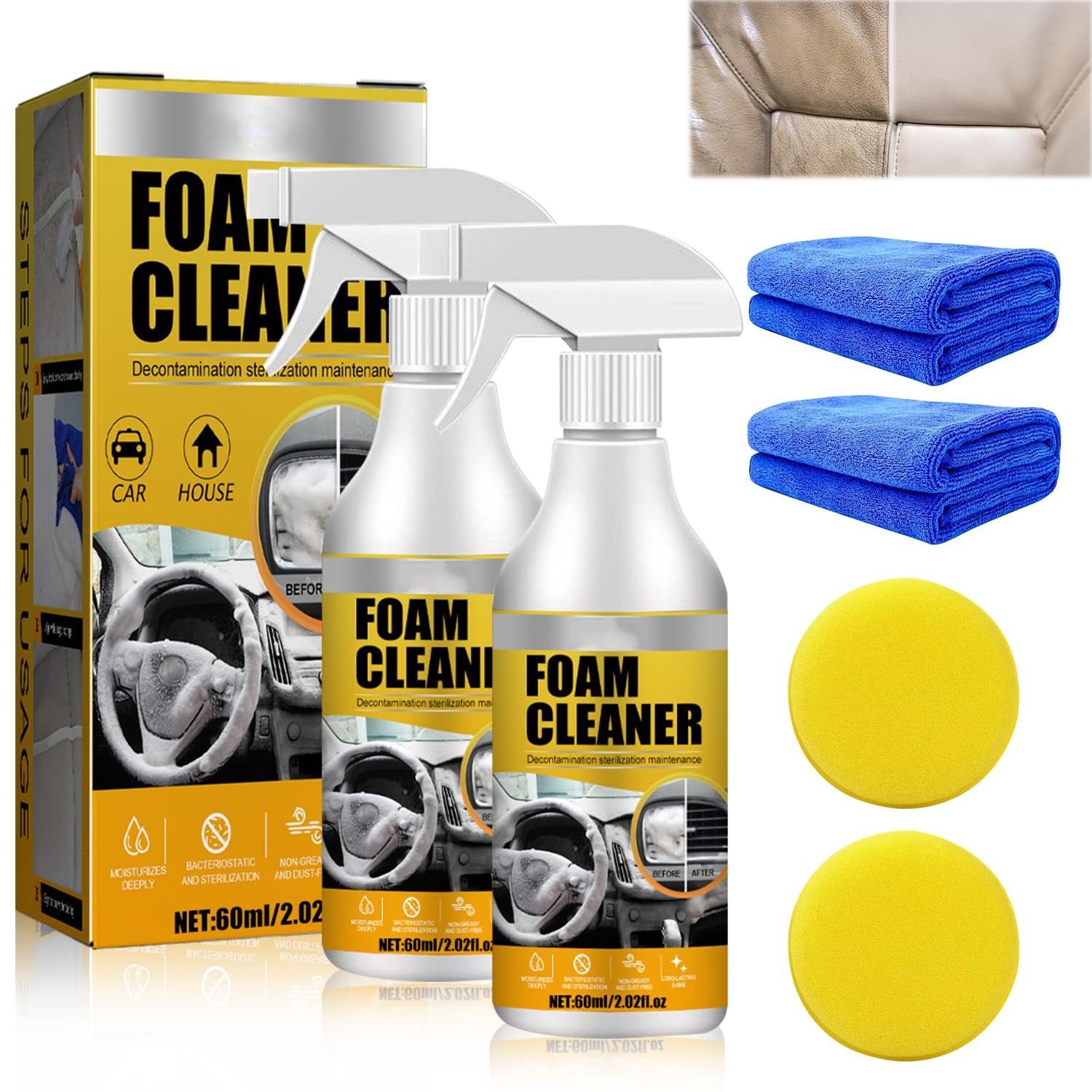 2PCS Multi-Purpose Foam Cleaner, 2024 New All Around Master Foam Cleaner, Car…