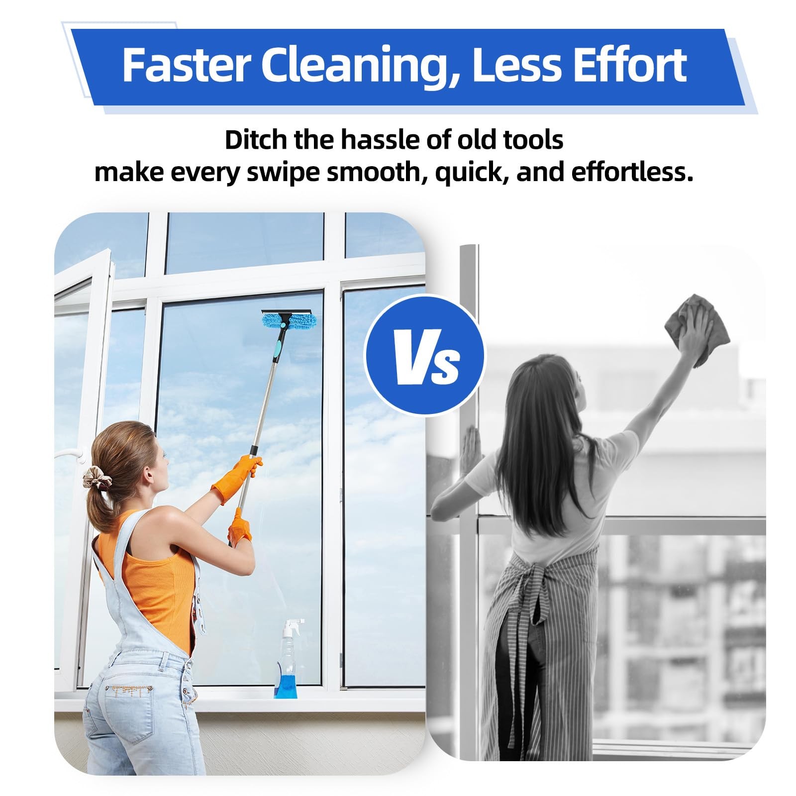 122” Window Washing Kit with Extension Pole, 2-in-1 Window Cleaning Kit with…