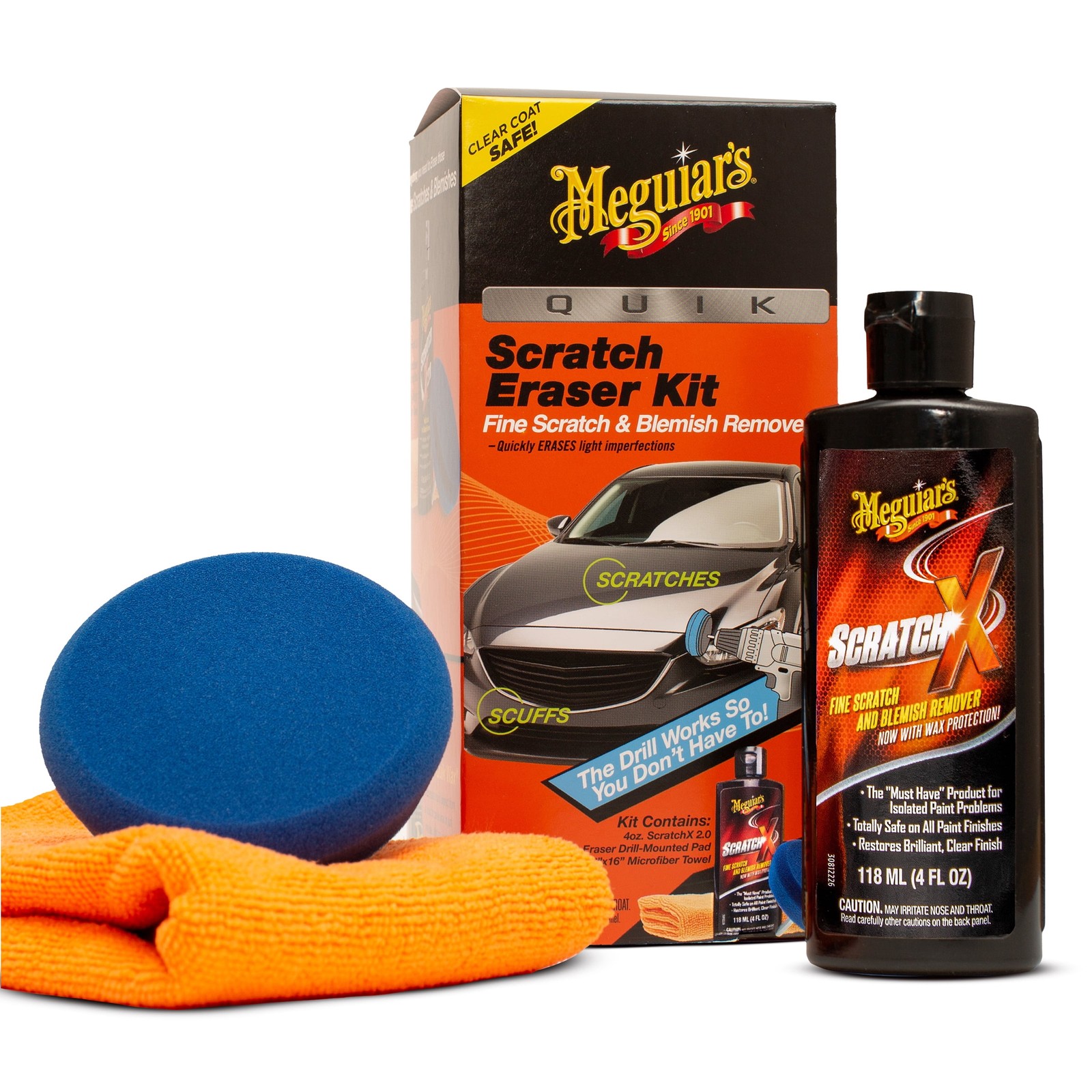 (2 pack) Meguiar’s Quik Scratch Eraser Kit, Car Care Kit with ScratchX