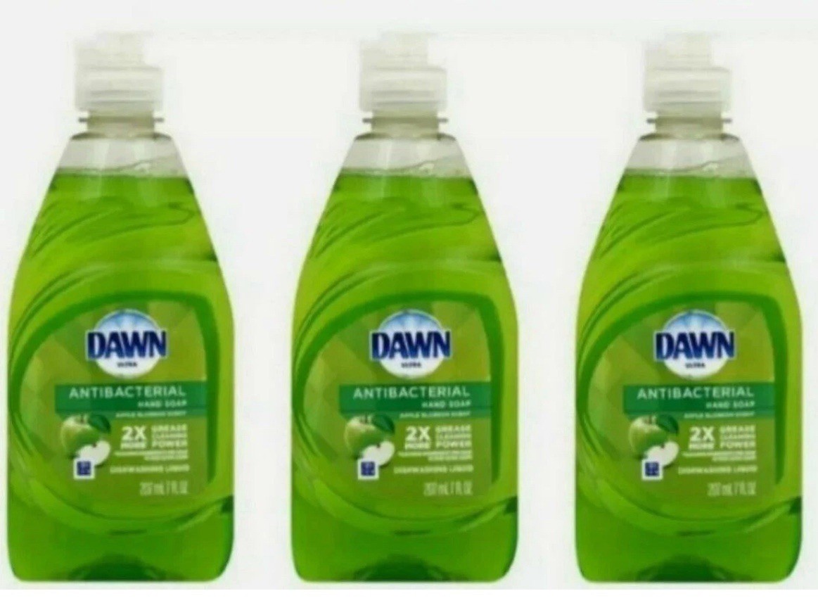 Dawn Anti-bacteral Liquid Hand Soap Dish Detergent Apple Scent, 7 oz 3 Pack