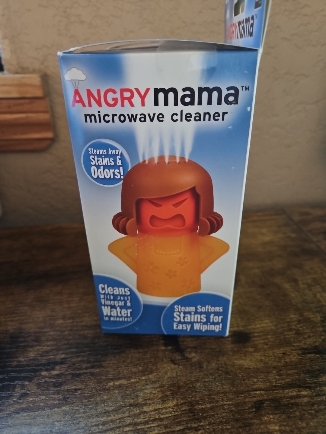 Angry Mama Microwave Cleaner Dishwasher Safe Steams Away Stains Odors Red/Yellow