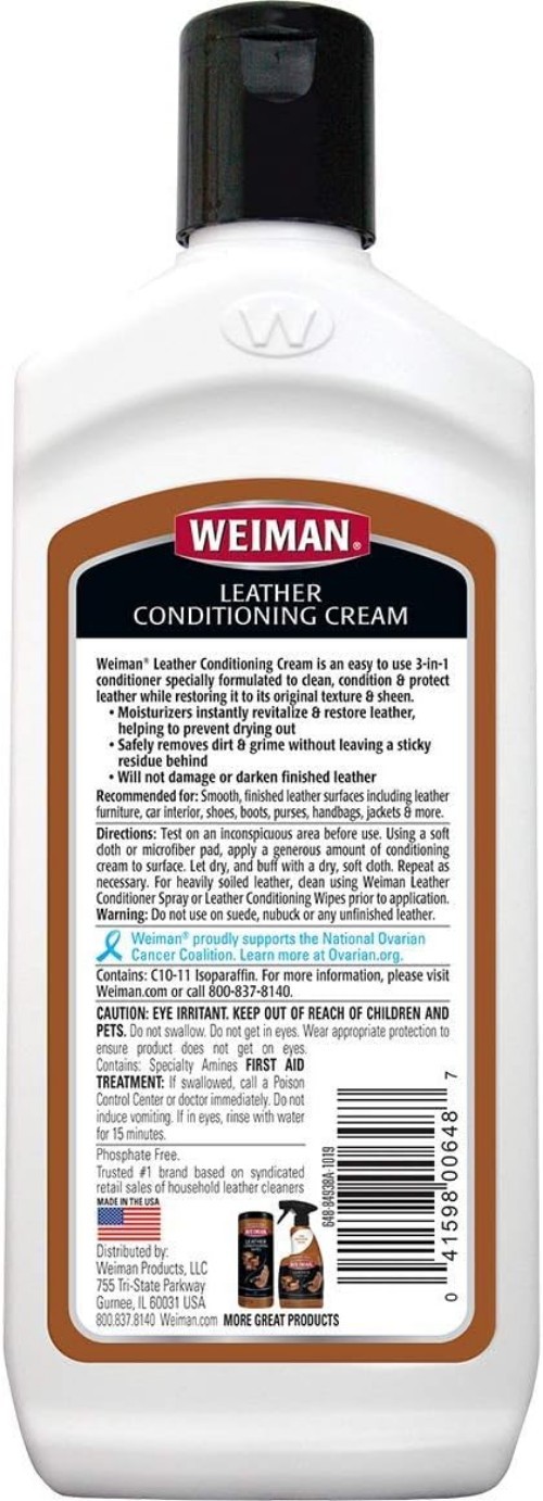 Leather Cleaner Conditioner Cream 8oz for Furniture Shoes Bags Car Seats