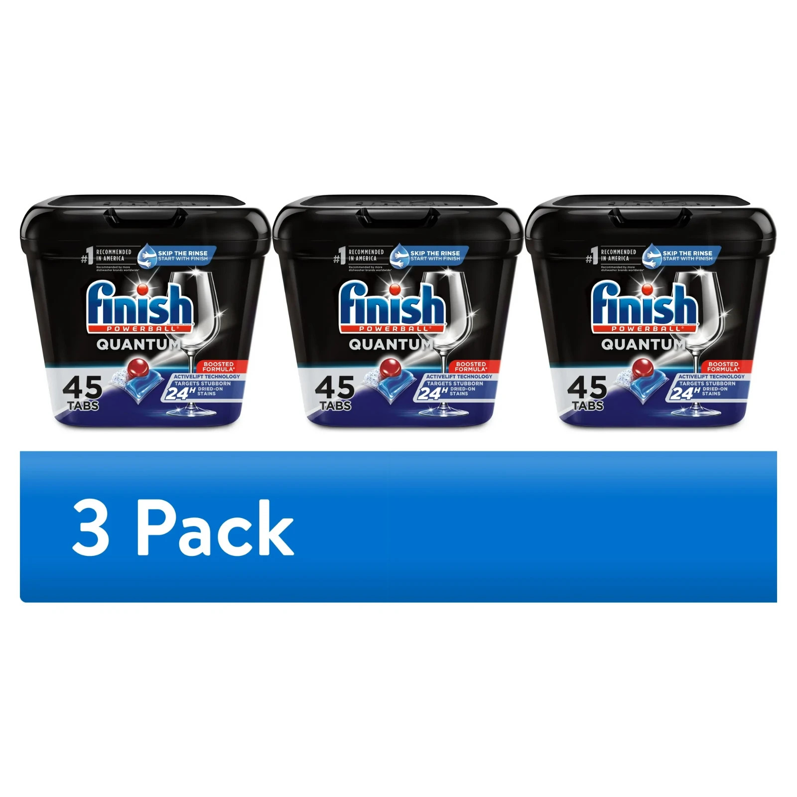 (3 pack) Finish Quantum Dishwasher Pods, 45 Ct, No Pre-Rinse Detergent Tabs
