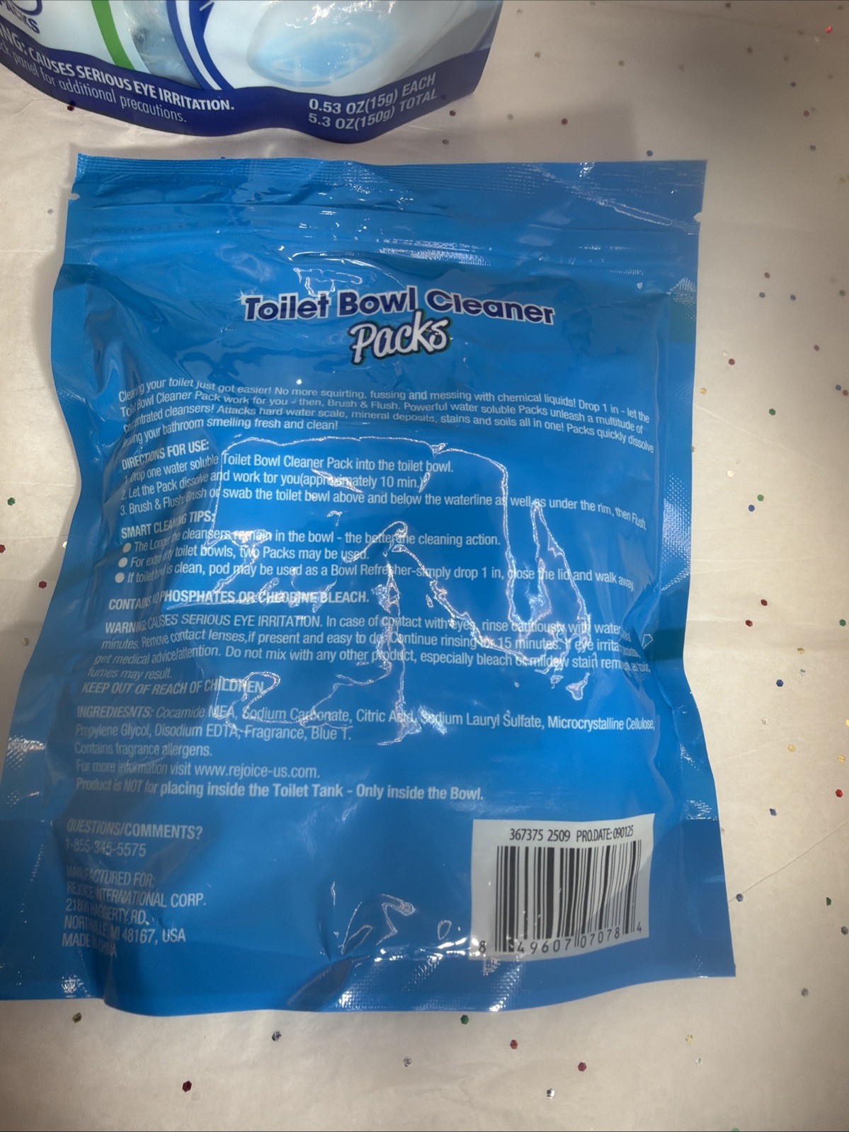 Toilet Bowl Cleaner Fresh Scent 10 Pack Pods (2 Pouches) 15g Each Rejoice Intl