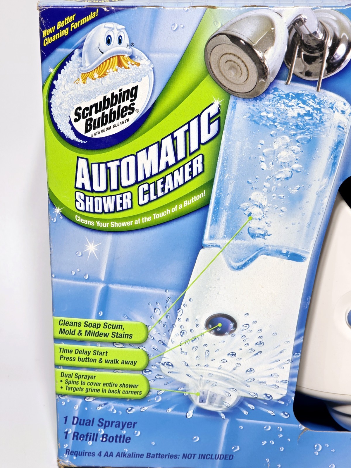 Scrubbing Bubbles Automatic Shower Cleaner Dual Sprayer + Refill Bottle Sealed