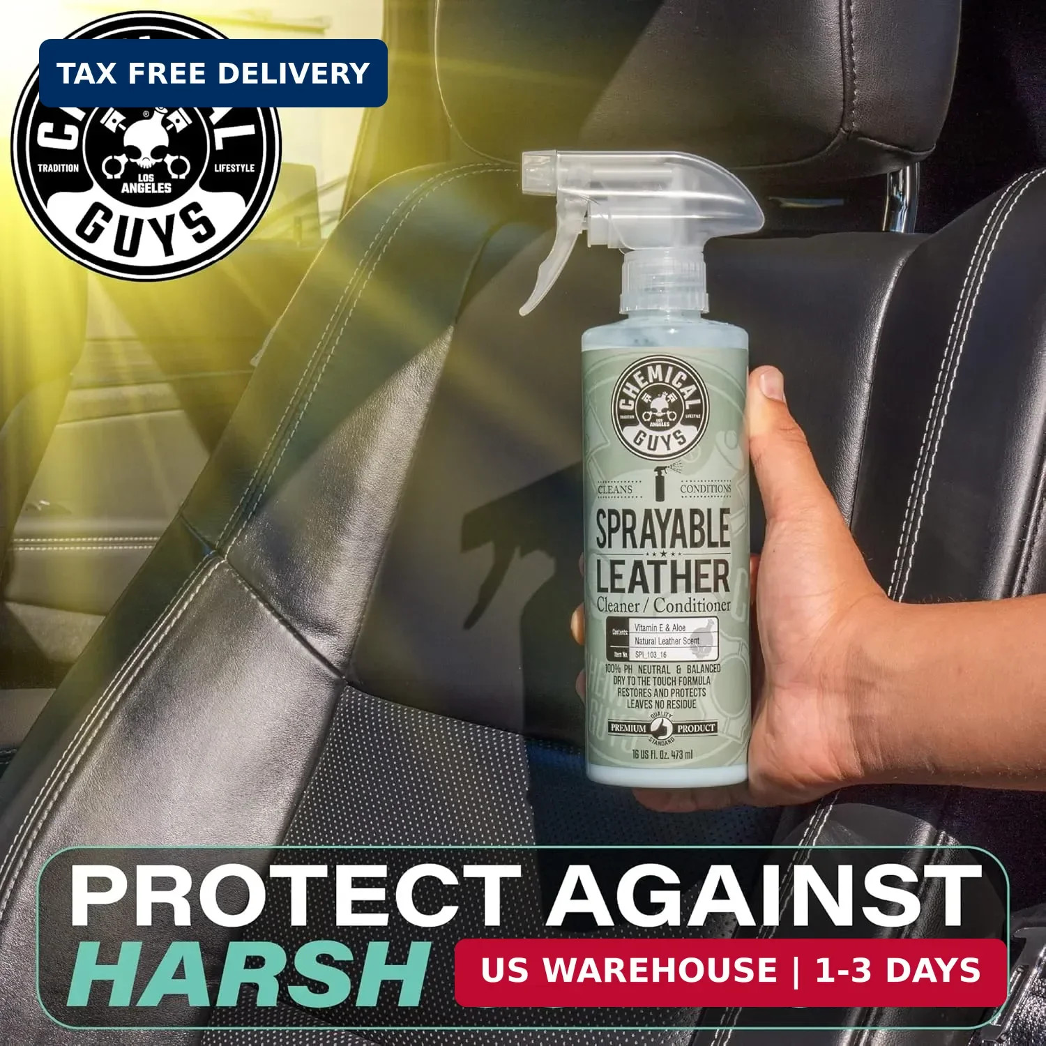 Chemical Guys Sprayable Leather Cleaner and Conditioner in One – Cleans, Conditi