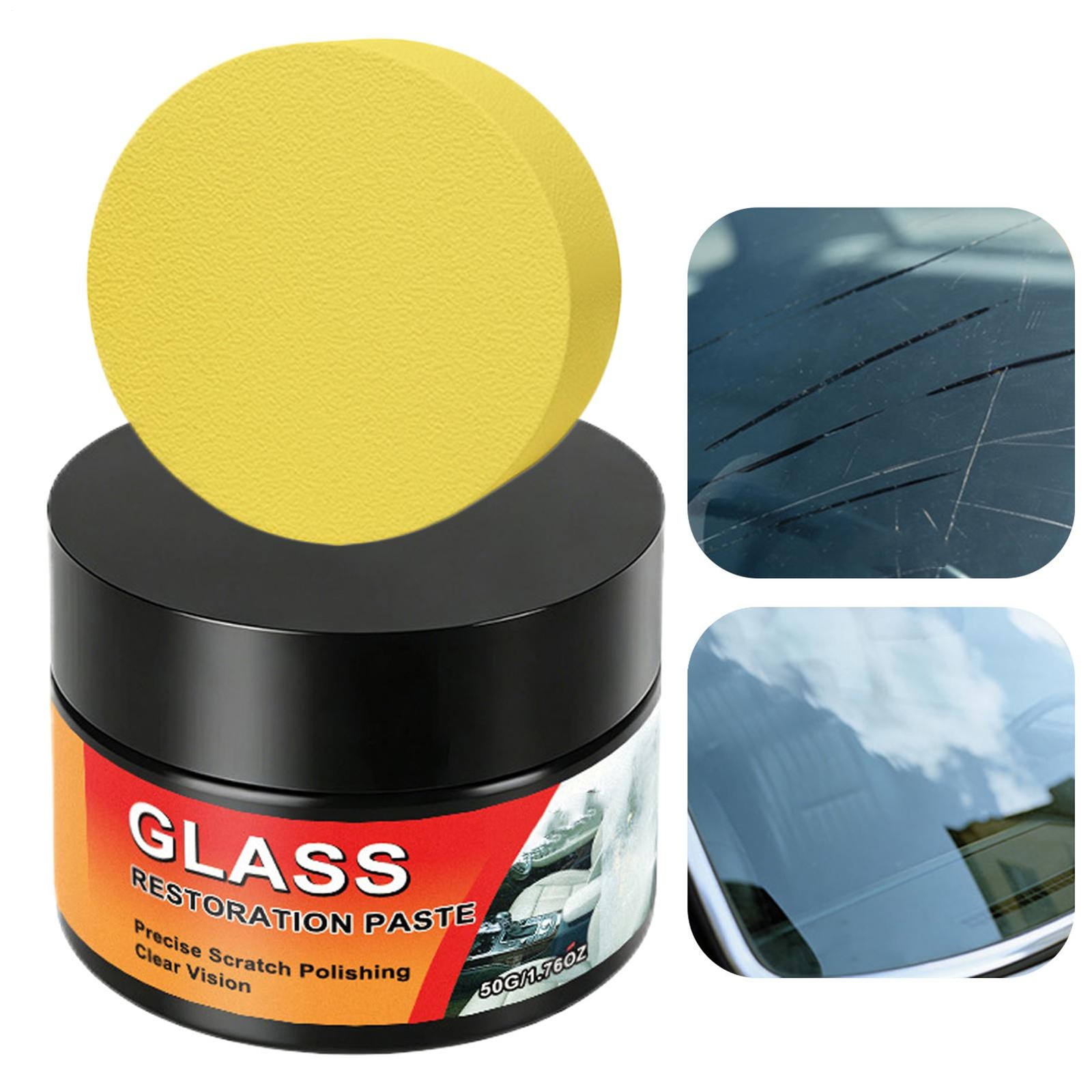 Glass Scratch Remover 50g with Sponge Polishing Cleaning Wax Car Repair