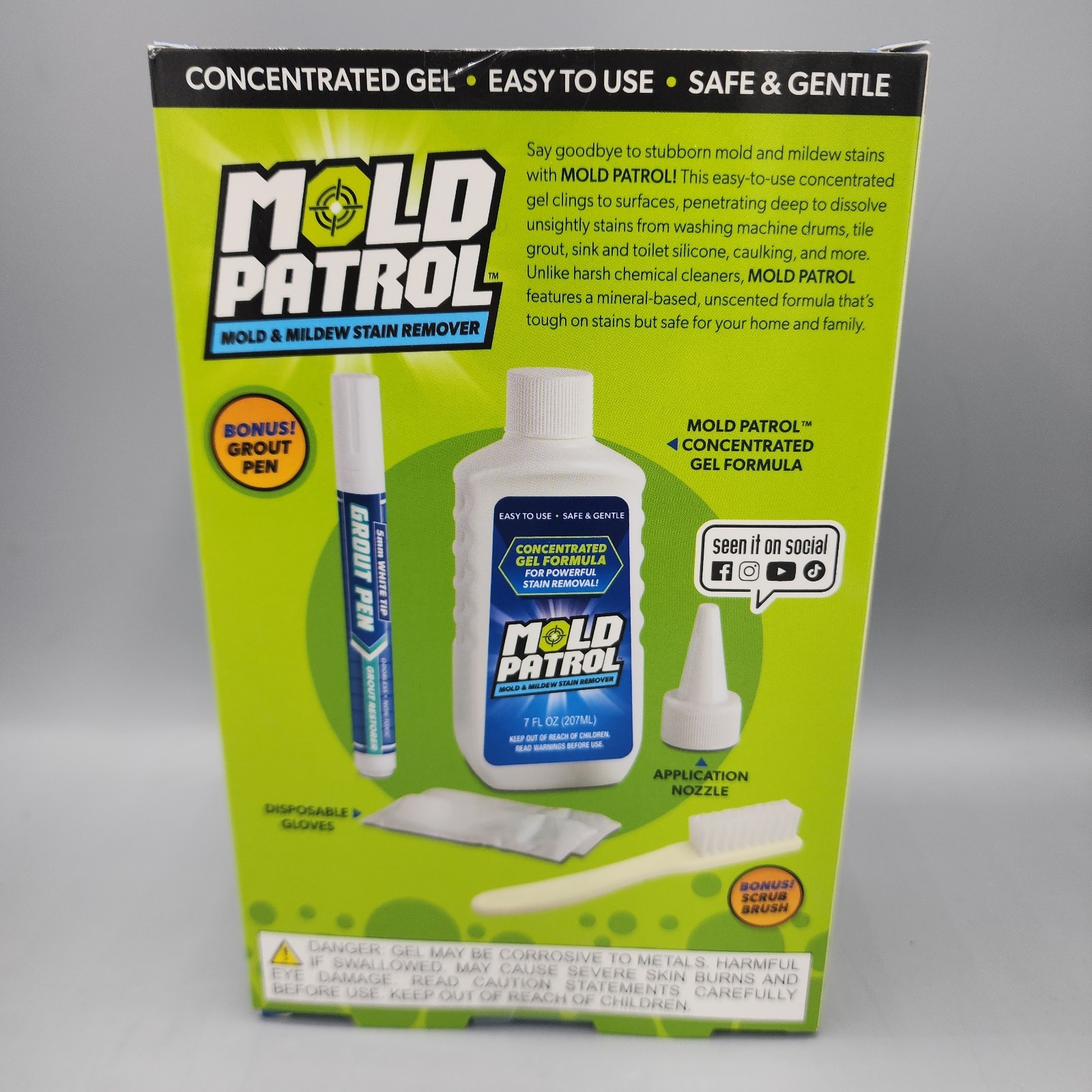 Mold Patrol Mold & Mildew Stain Remover Gel 7oz Kit w/ Grout Pen & Brush