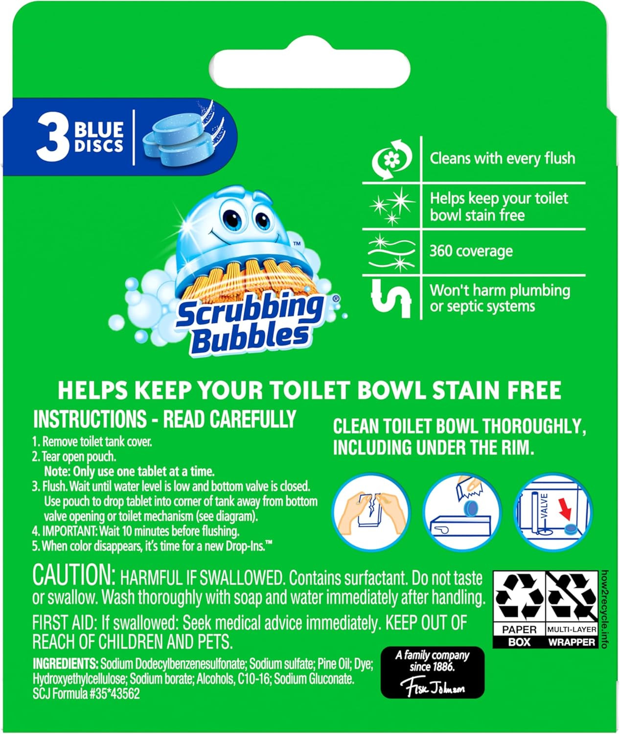 Scrubbing Bubbles Continuous Clean Toilet Drop-Ins, Automatic Blue Toilet Bowl C