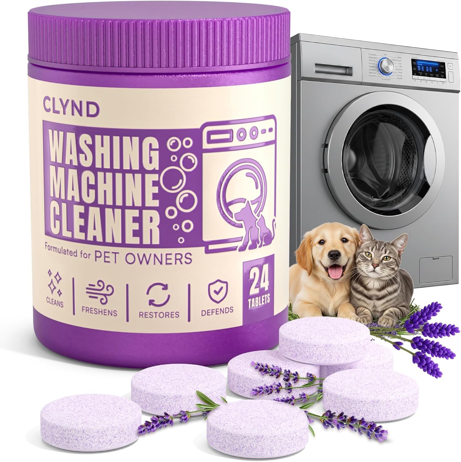 Washing Machine Cleaner Tablets 24 Pack – HE Front/Top Load Washer Descaler