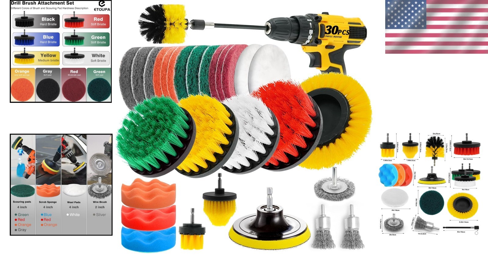 Versatile 30-Piece Drill Brush Set for Bathroom, Car, Tile & More Cleaning Tasks