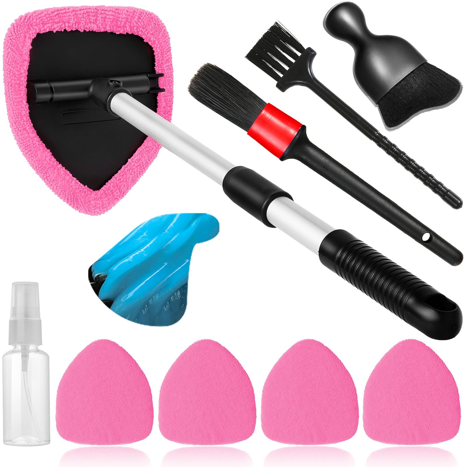 Windshield Cleaner Tool Kit 10pcs Car Window Cleaning with Microfiber Pads