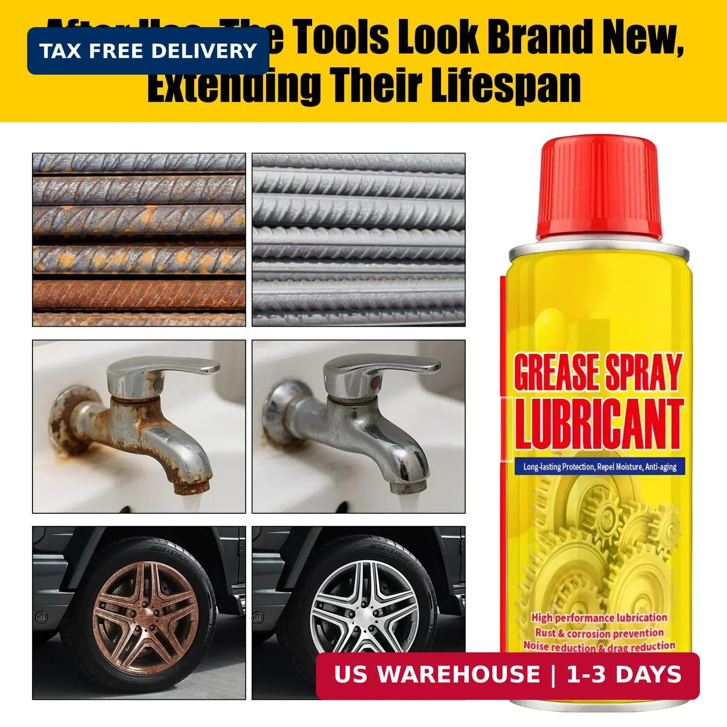 Anti Rust Remover Lubricant Spray,Rust Remover for Metal,Multi-Purpose Penetrati