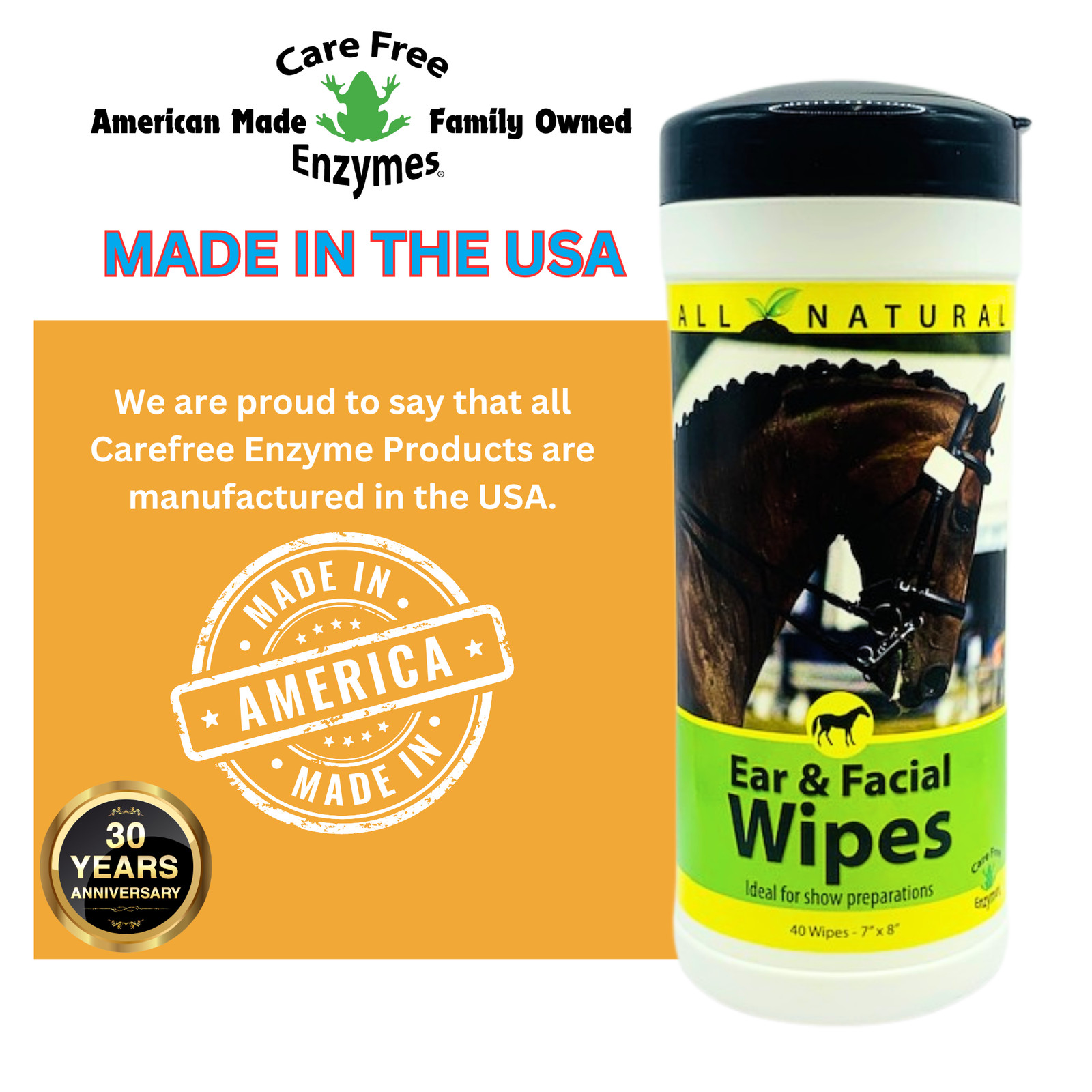 Gentle Equine Face & Ear Wipes | Cleans Sweat & Dirt | Horse Facial & Ear Wipes