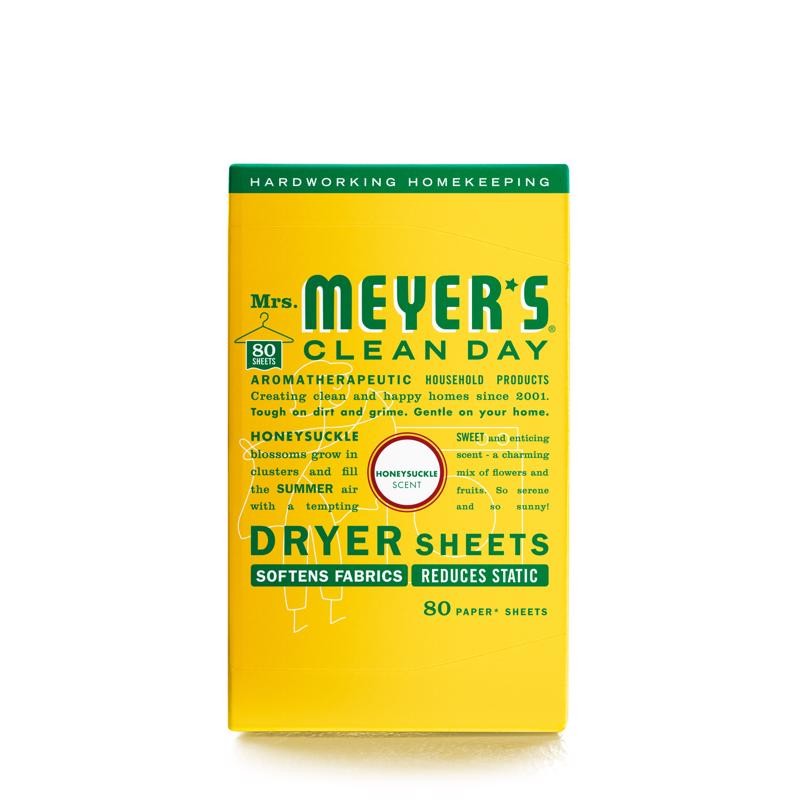 Mrs. Meyer’s 70115 Clean Day Floral Scent Honeysuckle Dryer Sheets