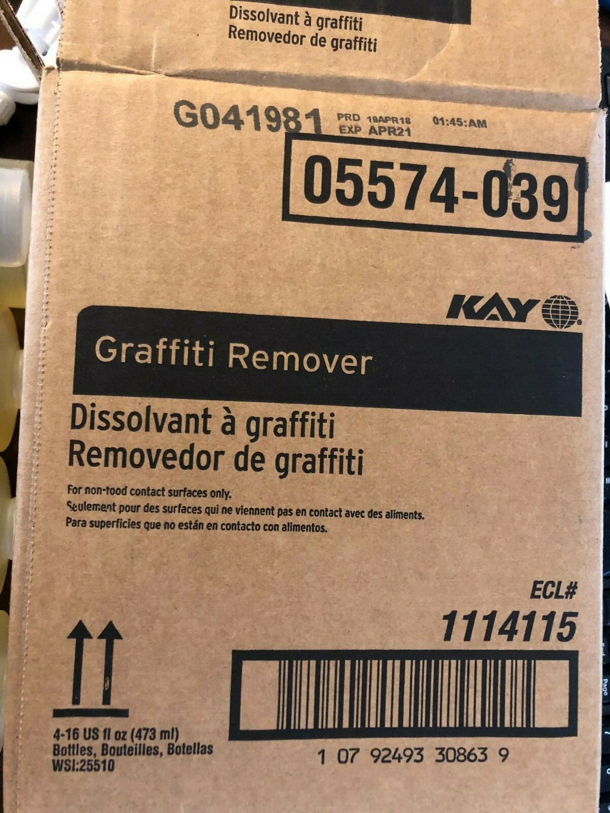 1 CASE Kay Ecolab Graffiti Remover 05574-039 (4-16 fl oz bottles & 2 sprayers)